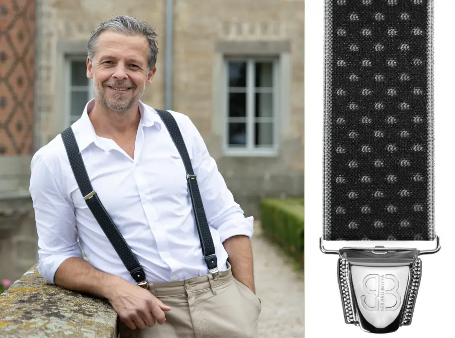 Bretelle jacquard liserets et pois