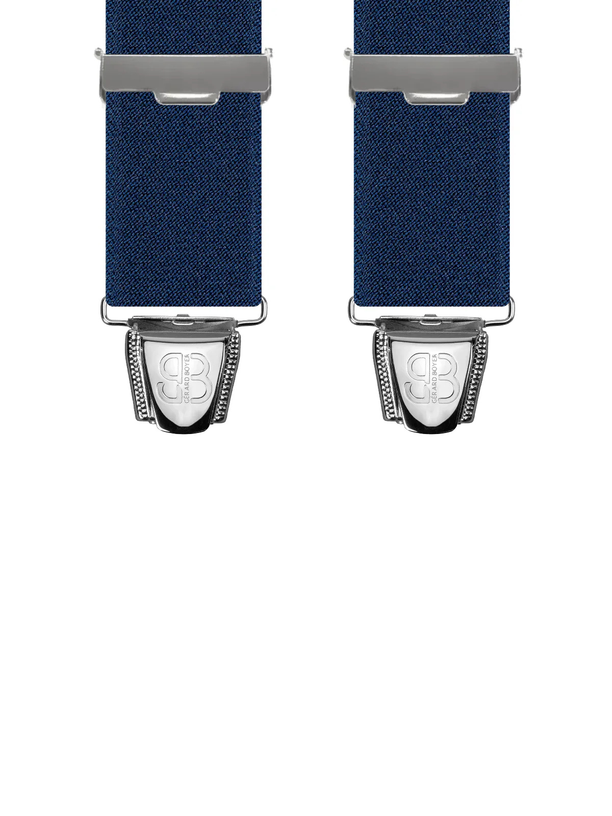 Vue avant - Bretelles homme biclip Hercule Bleu 120 cm