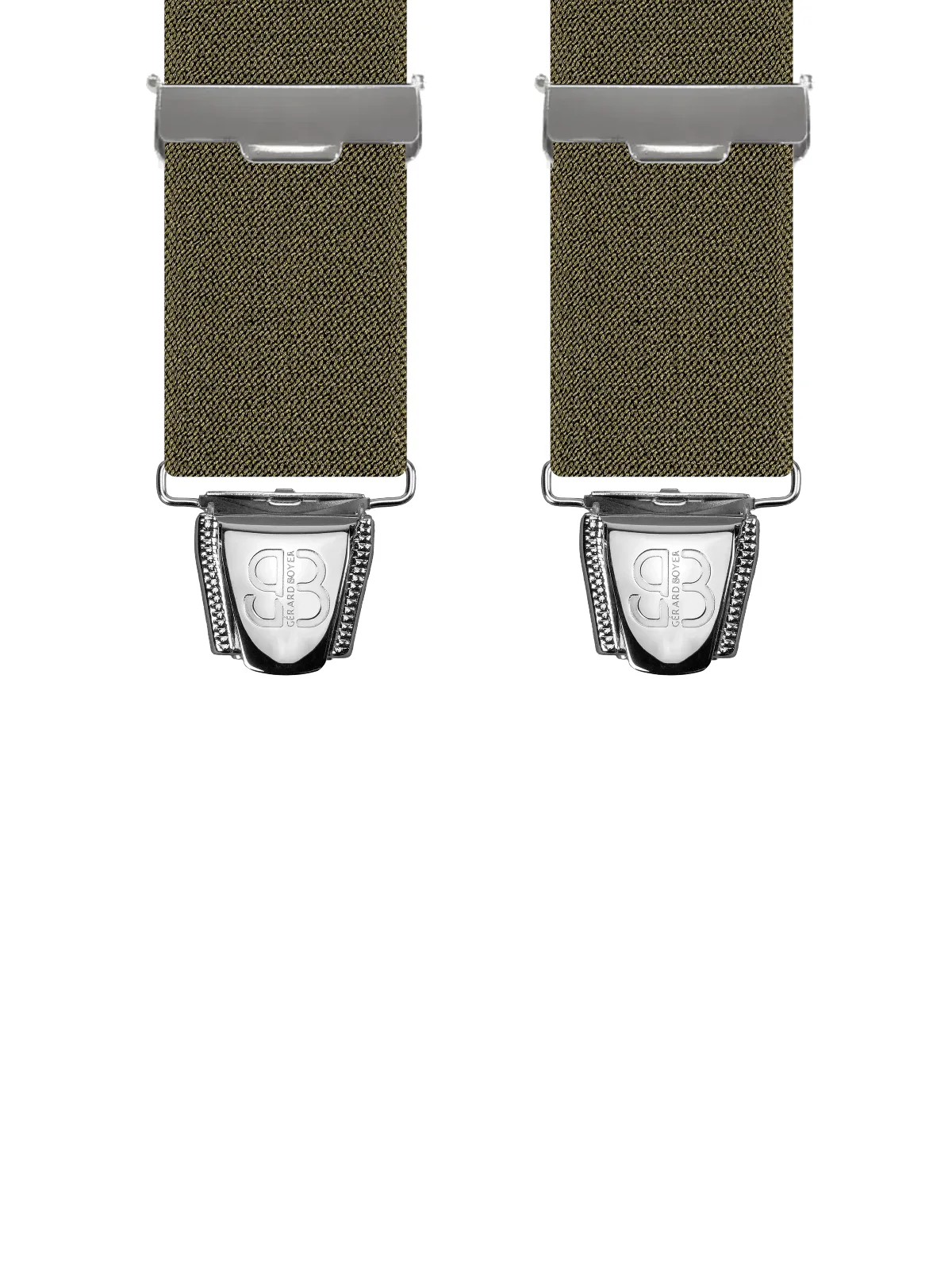 Vue avant - Bretelles homme 4 pinces dos métal Hercule Vert Kaki 120 cm