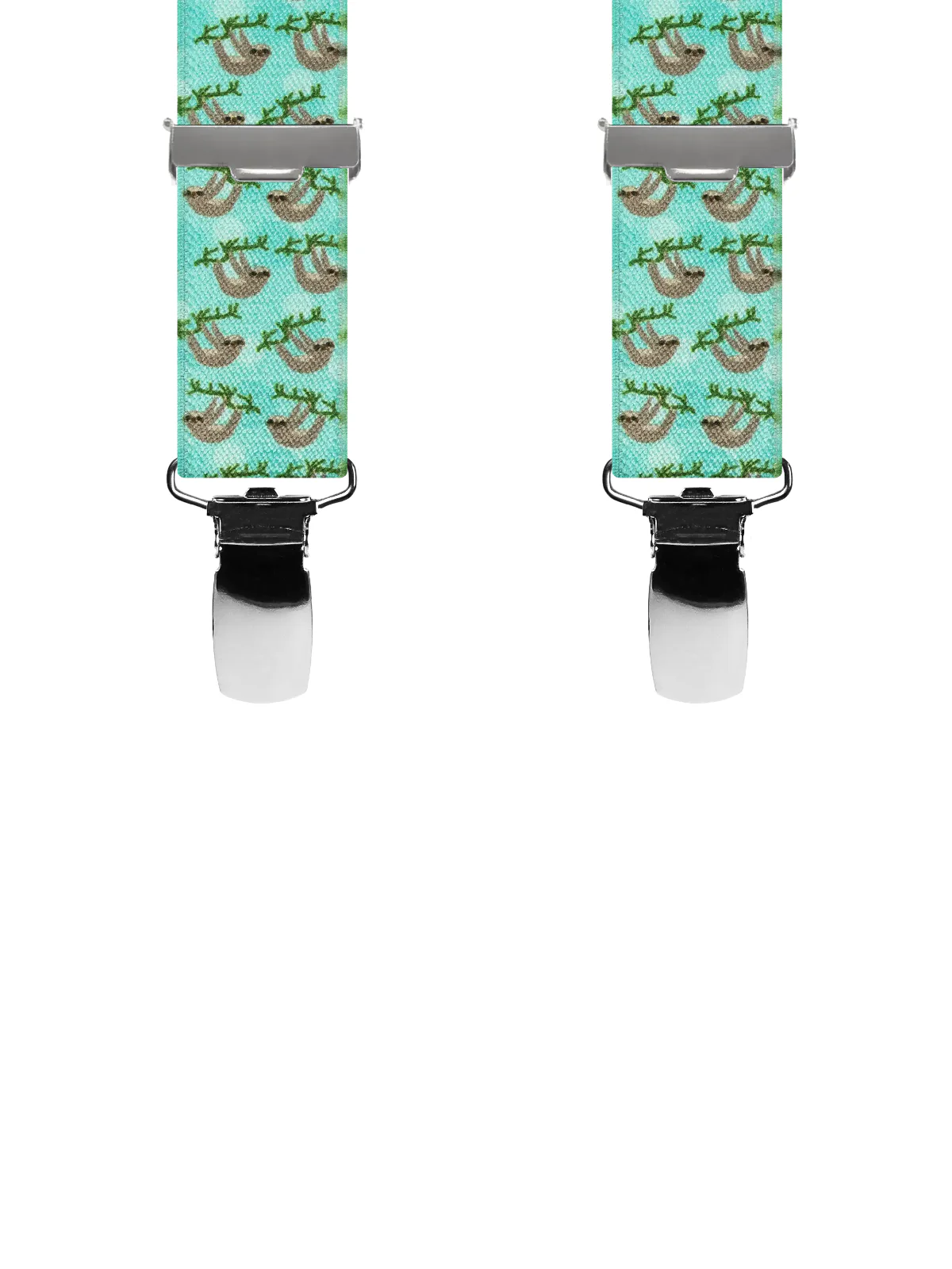 Vue avant - Bretelles homme 3 pinces dos cuir Paresseux Turquoise 120 cm
