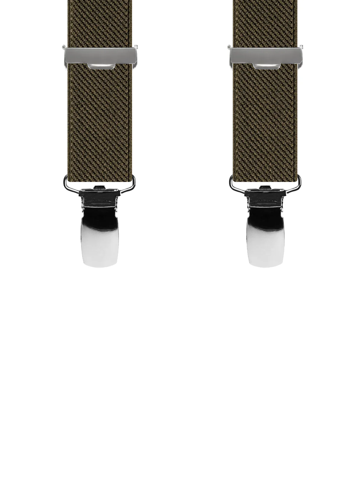 Vue avant - Bretelles homme 4 pinces dos métal Uni Sergé Kaki 120 cm