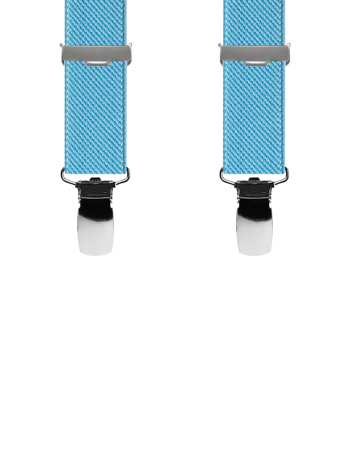 Vue avant - Bretelles homme 3 pinces dos cuir Uni Sergé Bleu 120 cm