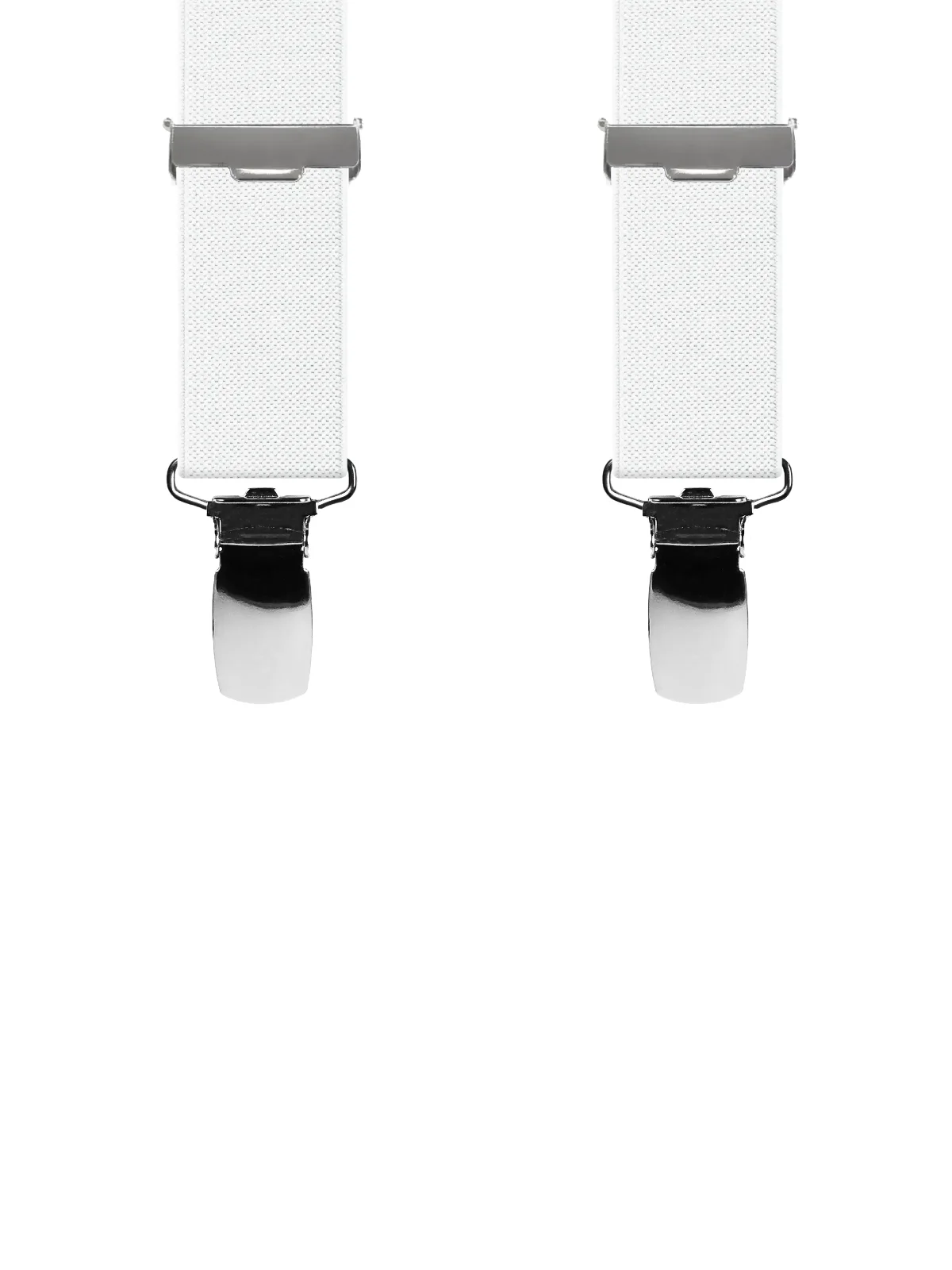 Vue avant - Bretelles homme 4 pinces dos métal Uni plat Blanc 120 cm