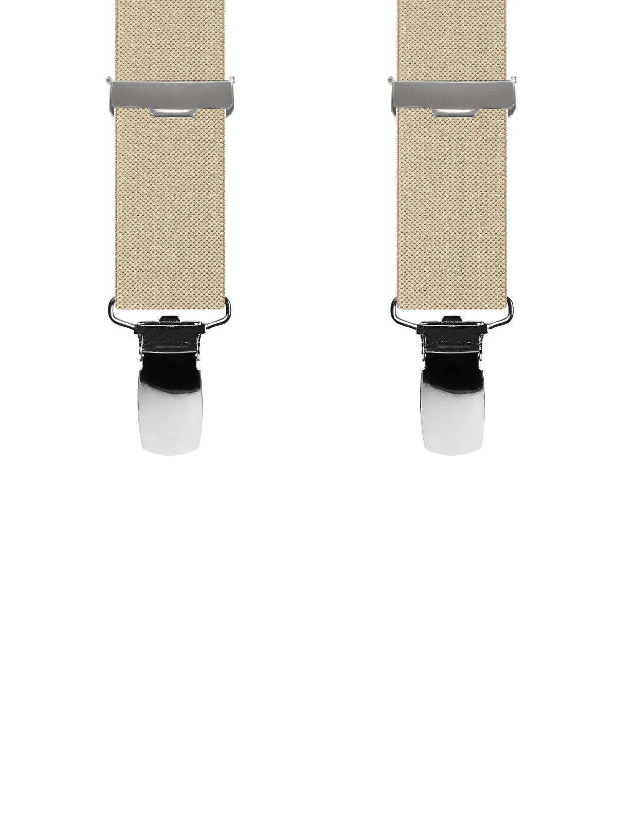 Vue avant - Bretelles homme 4 pinces dos métal Uni plat Beige Clair 120 cm