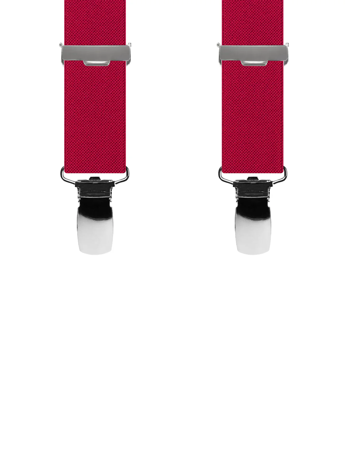 Vue avant - Bretelles enfant 3 pinces dos cuir Uni plat Rouge 80 cm
