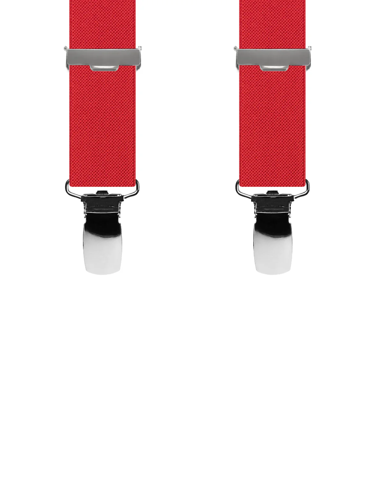 Vue avant - Bretelles homme 4 pinces dos métal Uni plat Rouge Vermillon 120 cm