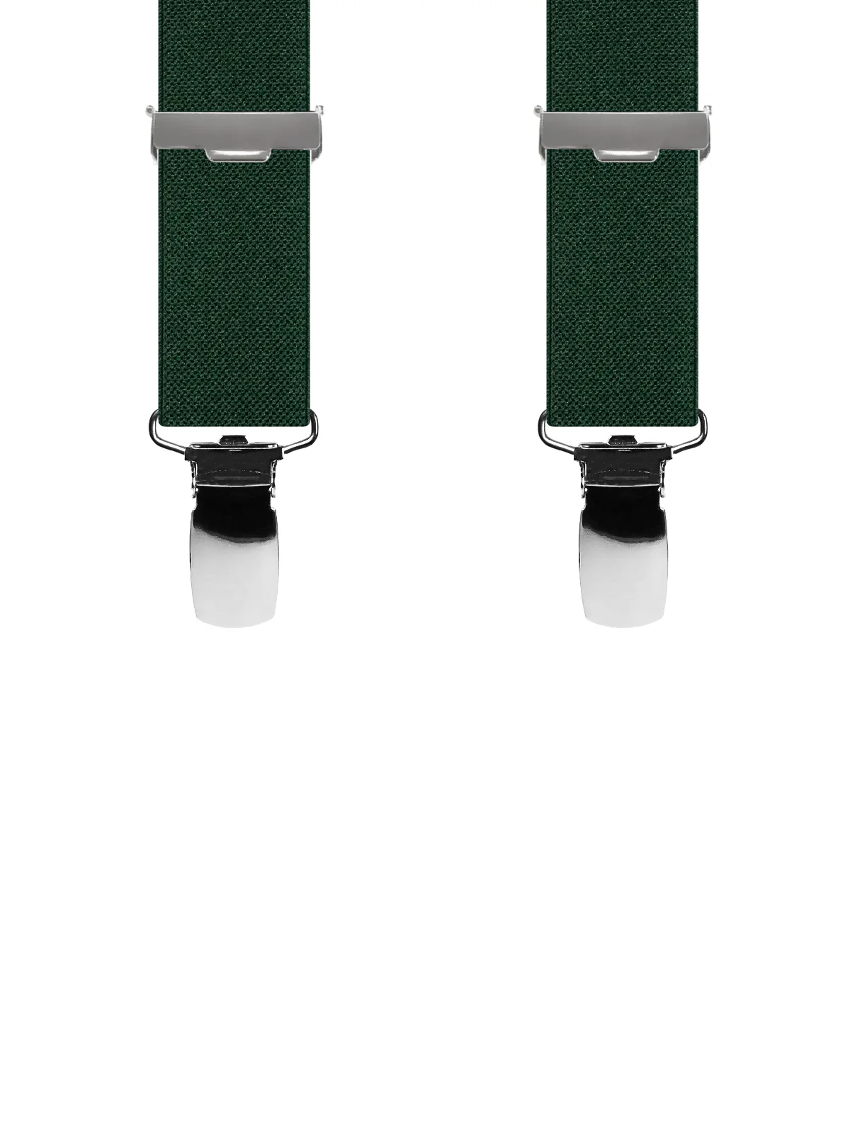 Vue avant - Bretelles homme 3 pinces dos cuir Uni plat Vert Bouteille 120 cm