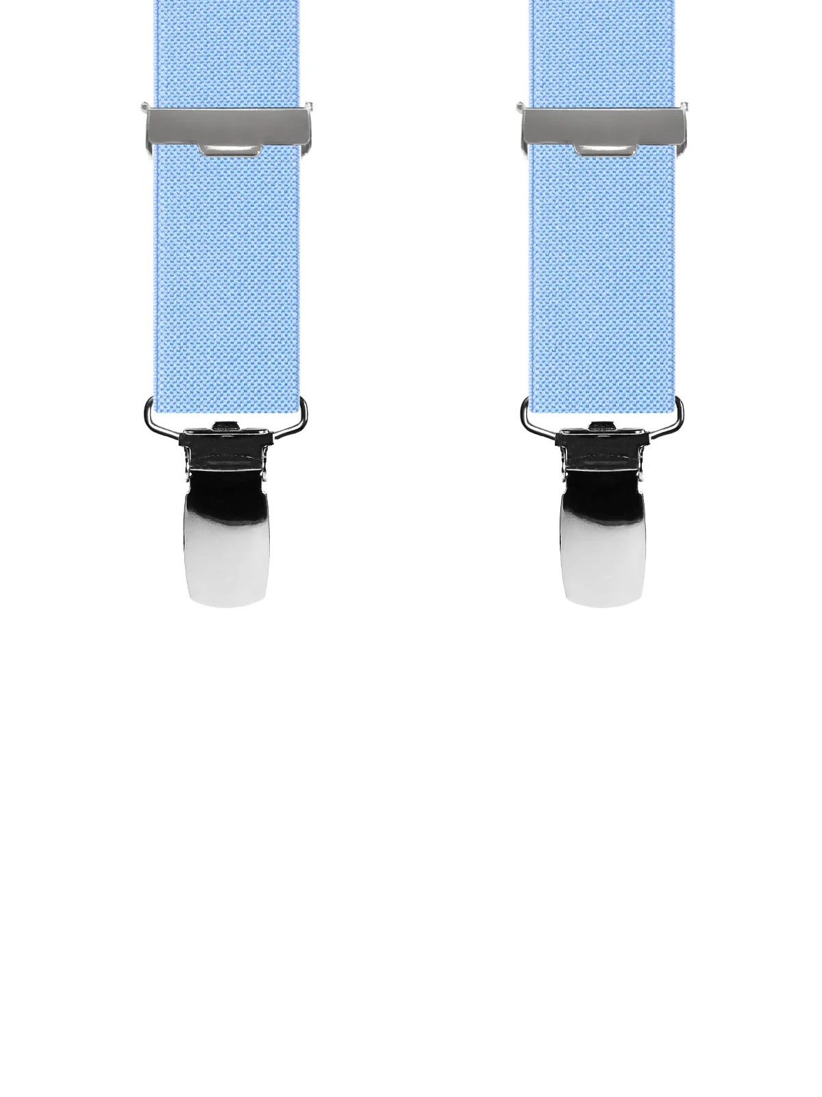 Vue avant - Bretelles homme 4 pinces dos métal Uni plat Bleu Ciel 120 cm