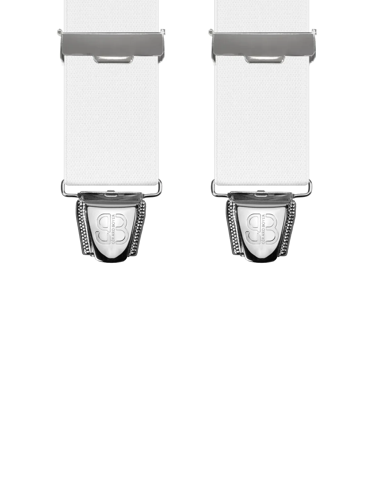 Vue avant - Bretelles homme biclip Uni plat Blanc 120 cm