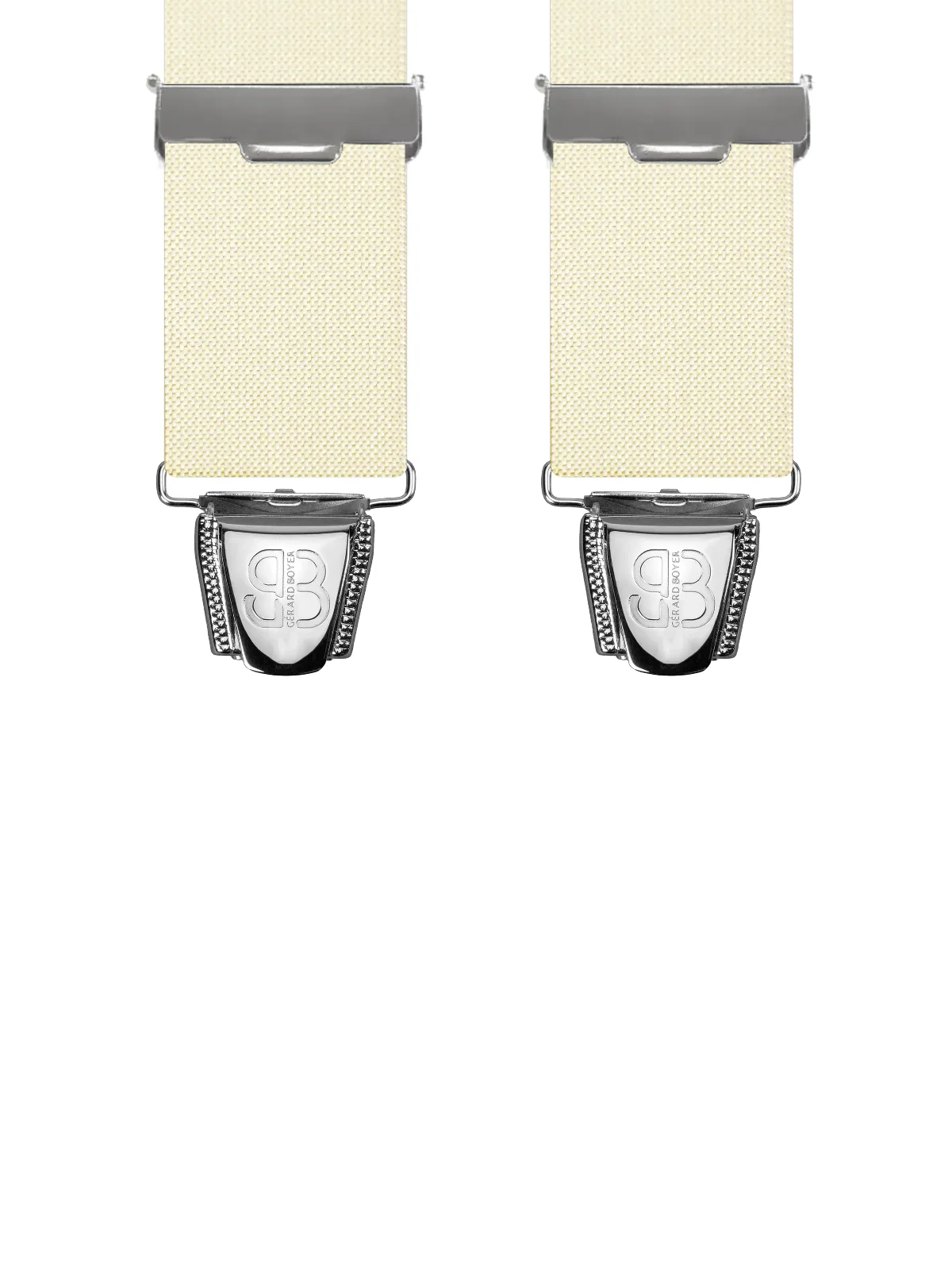 Vue avant - Bretelles homme biclip Uni plat Beige Clair 120 cm