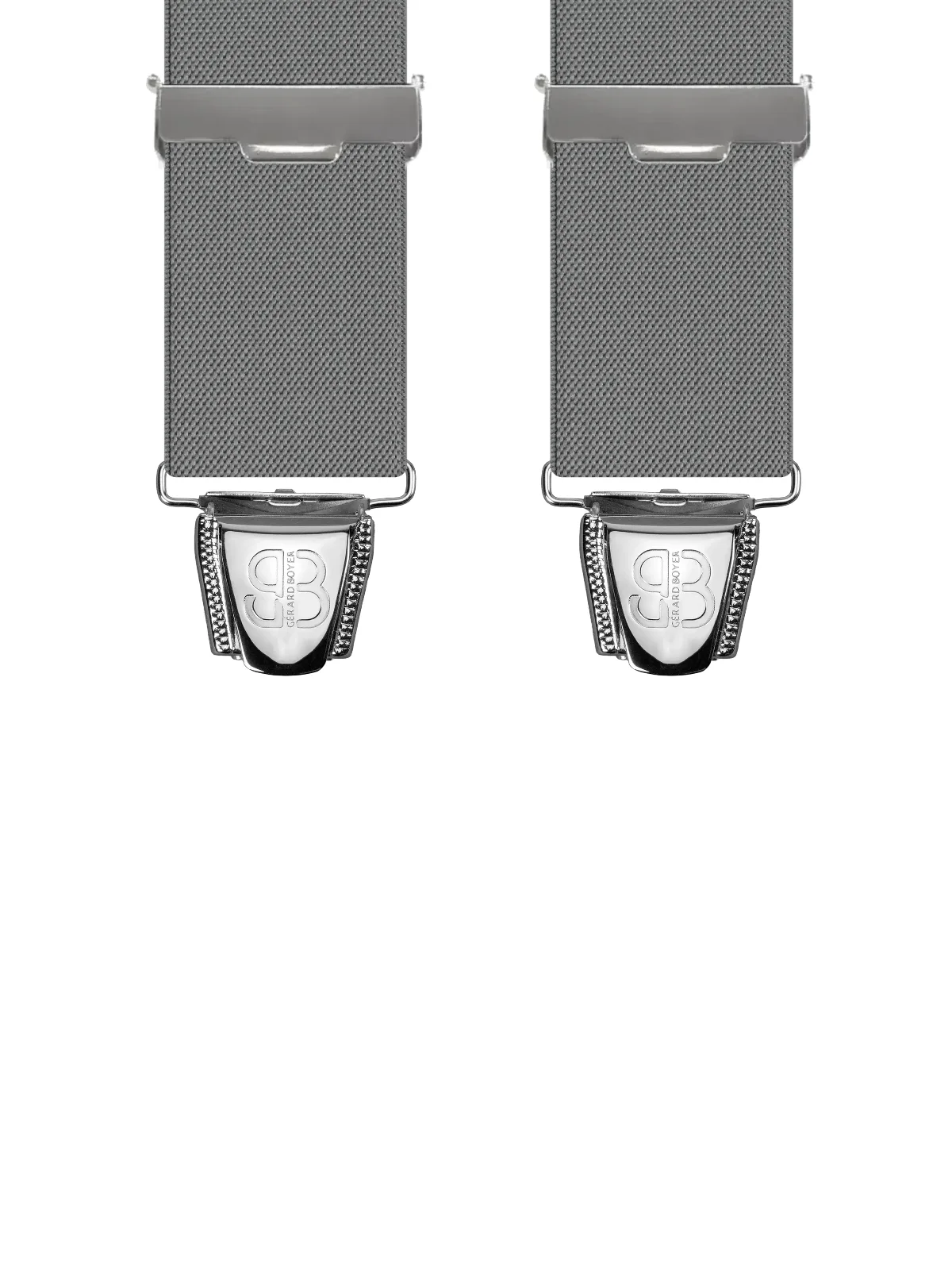 Vue avant - Bretelles homme biclip Uni plat Gris 120 cm