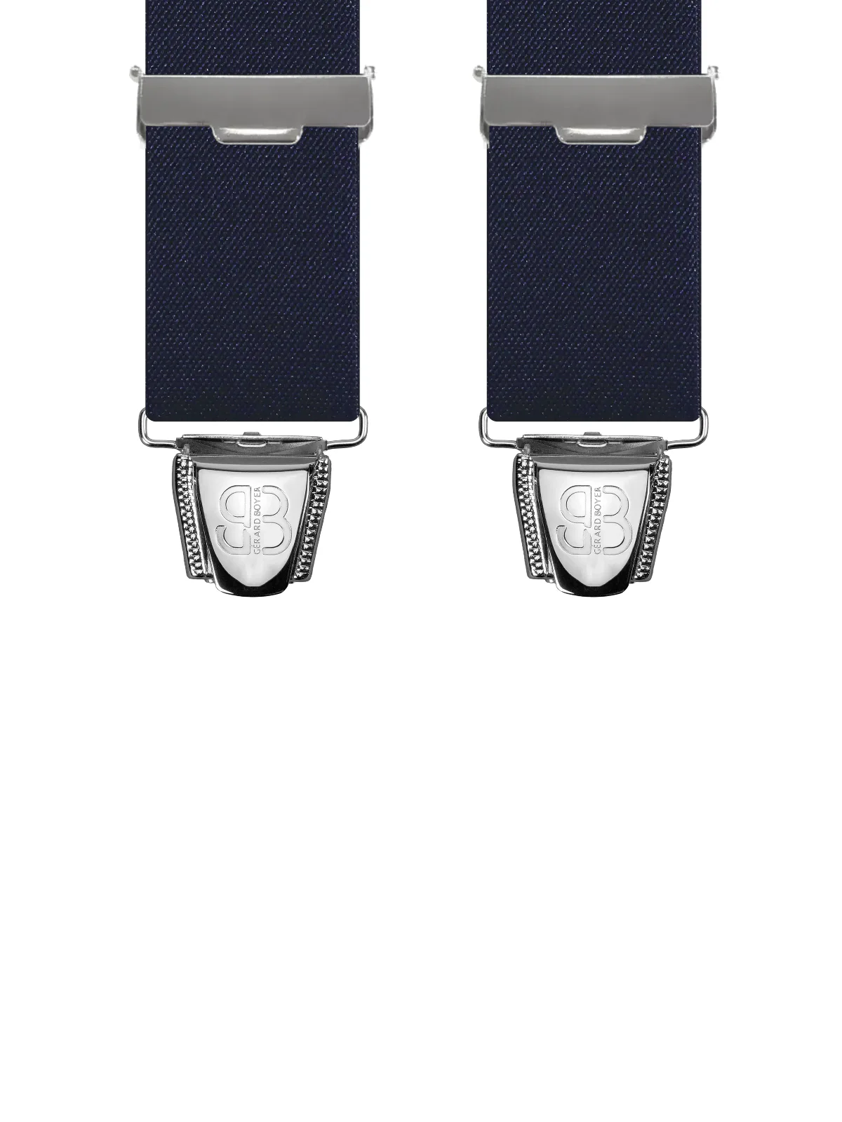 Vue avant - Bretelles homme 3 pinces dos cuir Uni plat Bleu Marine 120 cm