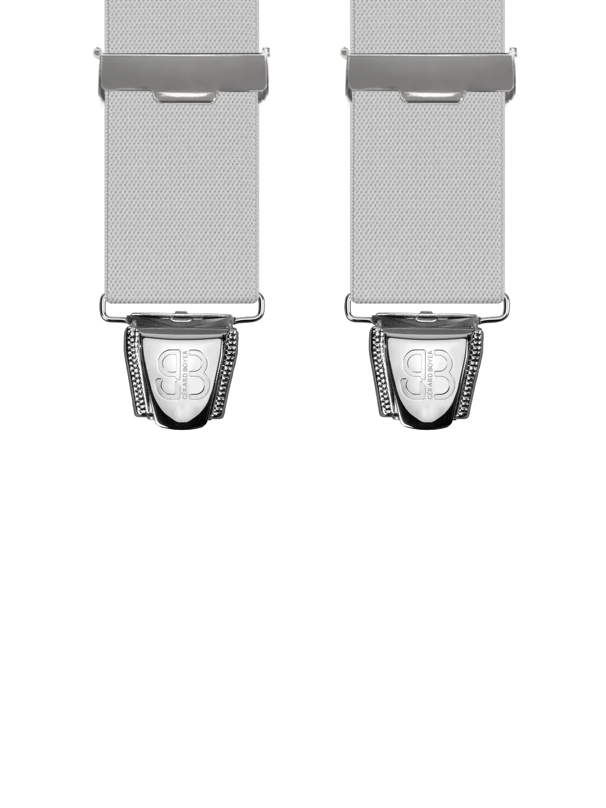 Vue avant - Bretelles homme biclip Uni plat Gris Clair 120 cm