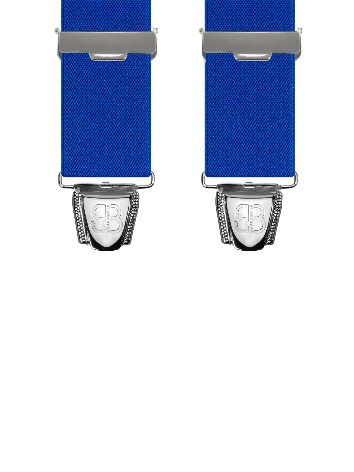 Vue avant - Bretelles homme 4 pinces dos cuir Uni plat Bleu 120 cm