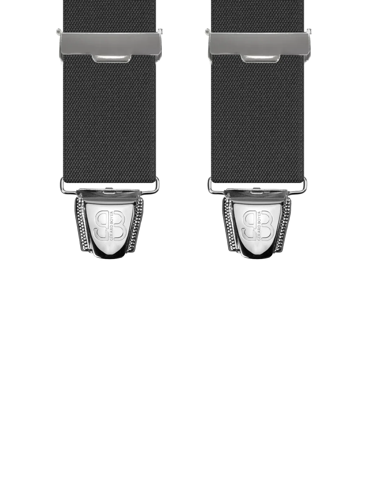 Vue avant - Bretelles homme biclip Uni plat Gris Foncé 120 cm