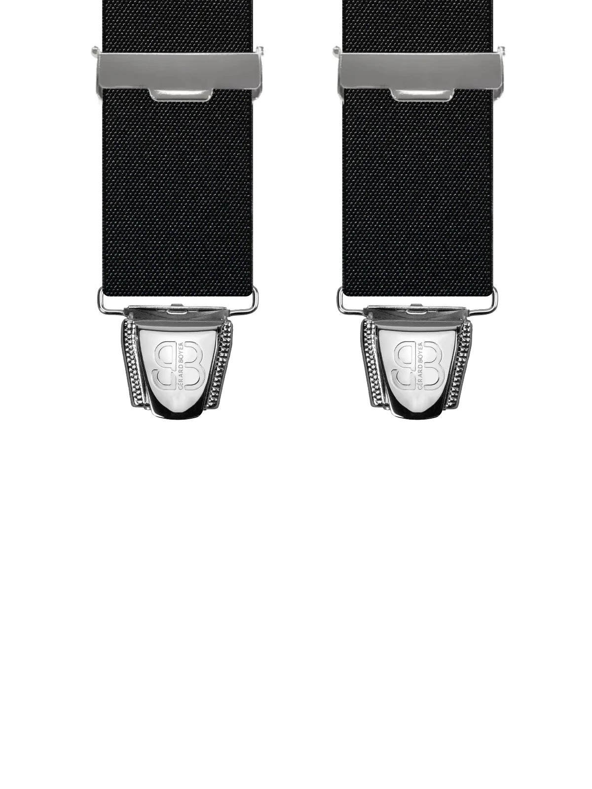 Vue avant - Bretelles homme 3 pinces dos cuir Uni plat Noir 120 cm