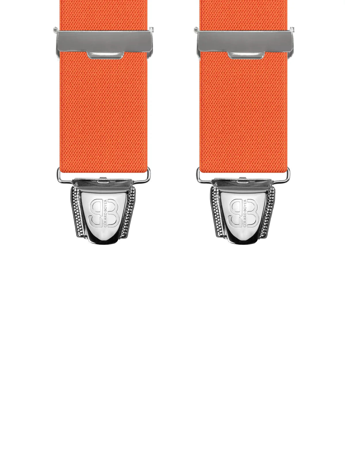 Vue avant - Bretelles homme biclip Uni plat Orange 120 cm