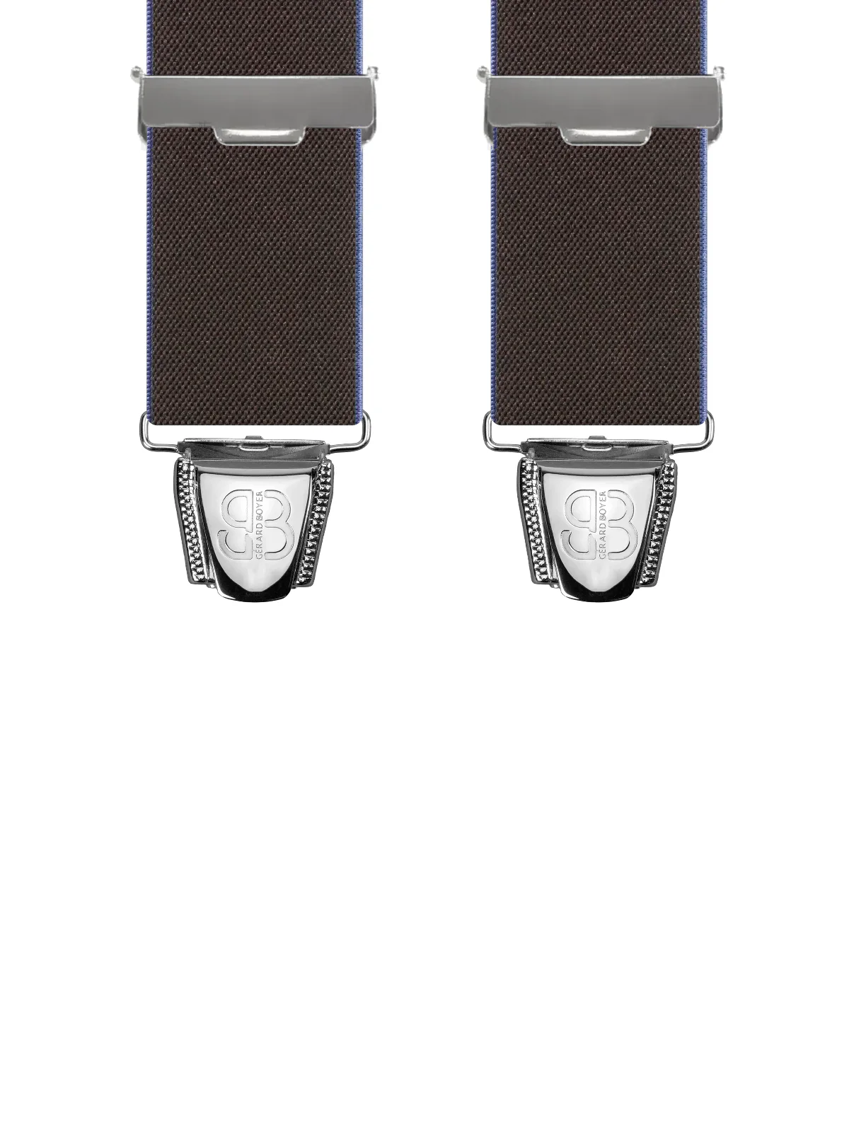 Vue avant - Bretelles homme biclip Uni à bandes Marron 120 cm