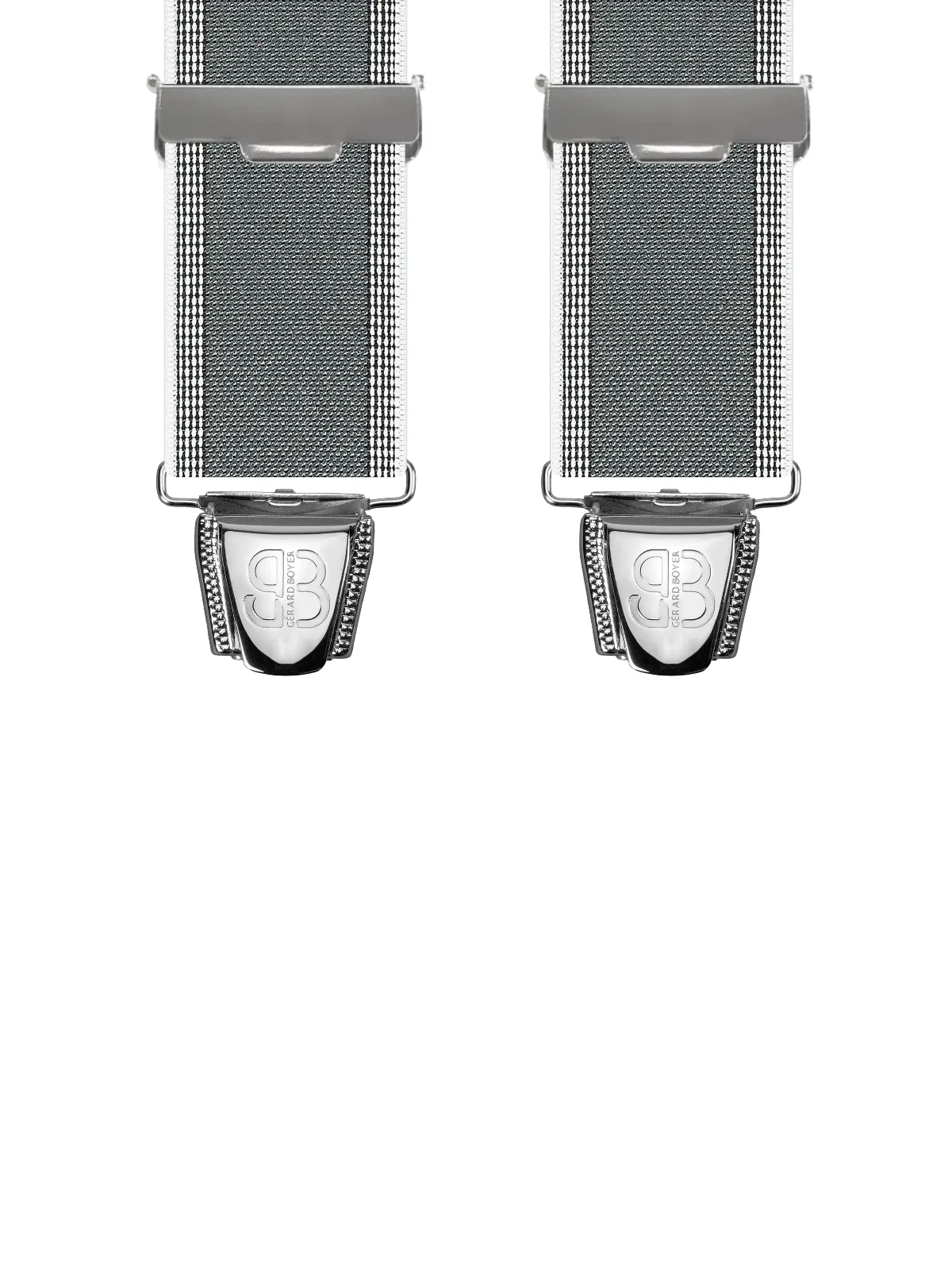 Vue avant - Bretelles homme 4 pinces dos métal Uni à bandes Gris 120 cm
