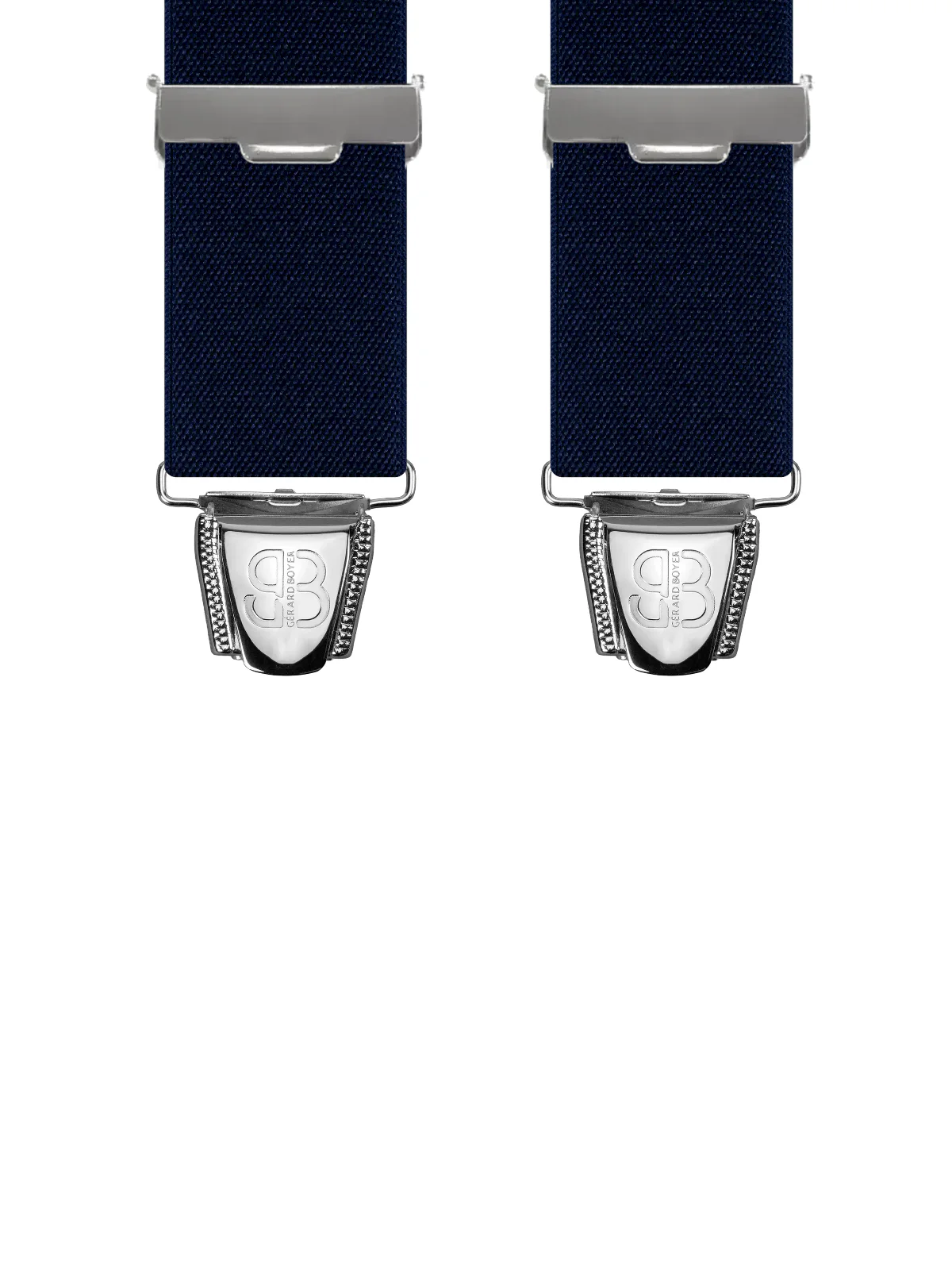 Vue avant - Bretelles homme biclip Uni recto/verso Bleu Profond 120 cm