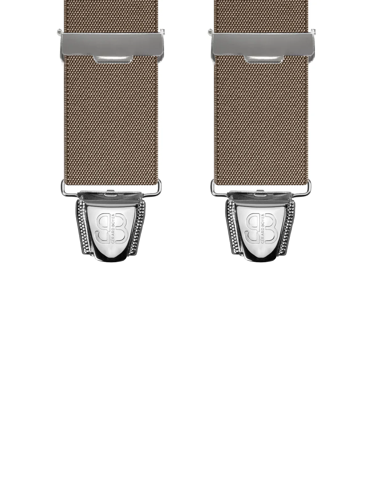 Vue avant - Bretelles homme biclip Uni recto/verso Tabac 120 cm
