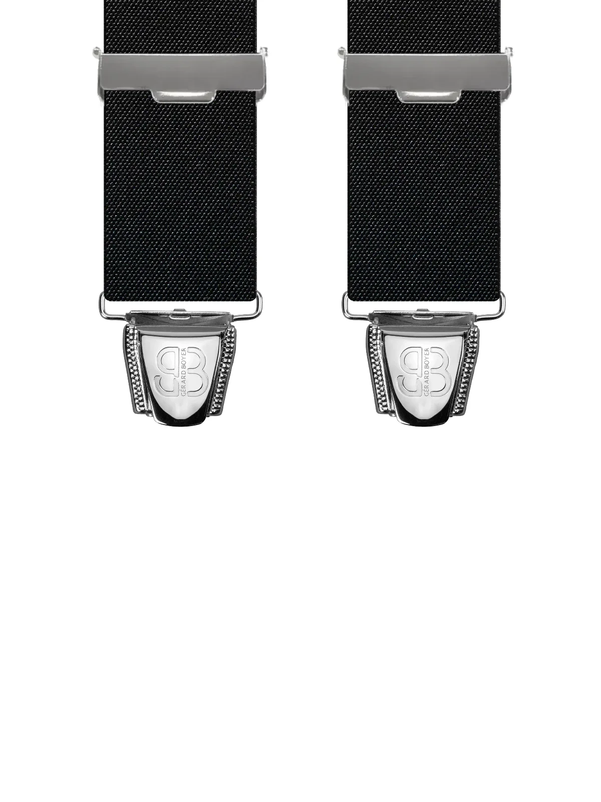 Vue avant - Bretelles homme 4 pinces dos cuir Uni recto/verso Noir 120 cm