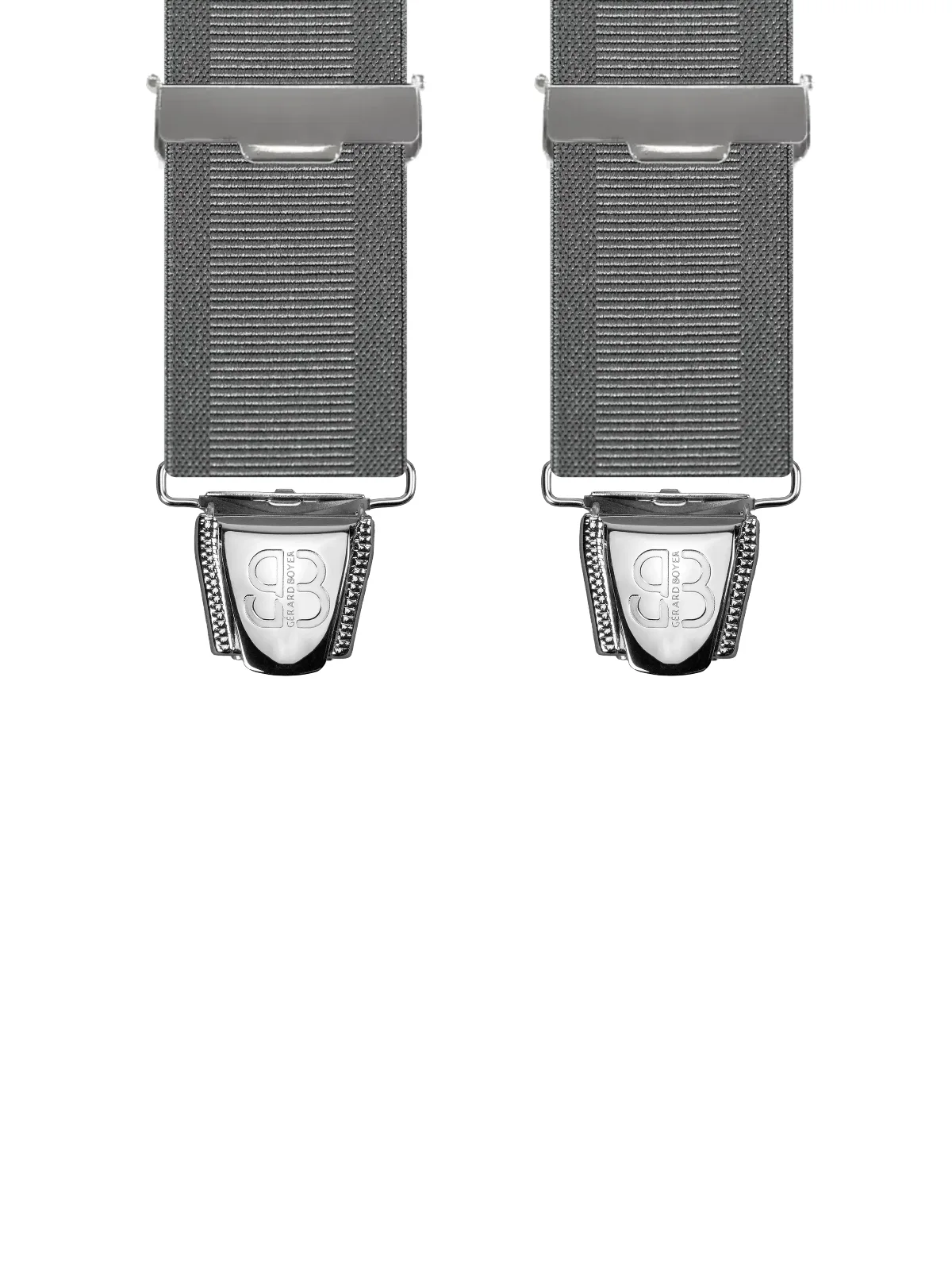 Vue avant - Bretelles homme 4 pinces dos cuir Uni échelle Gris 120 cm