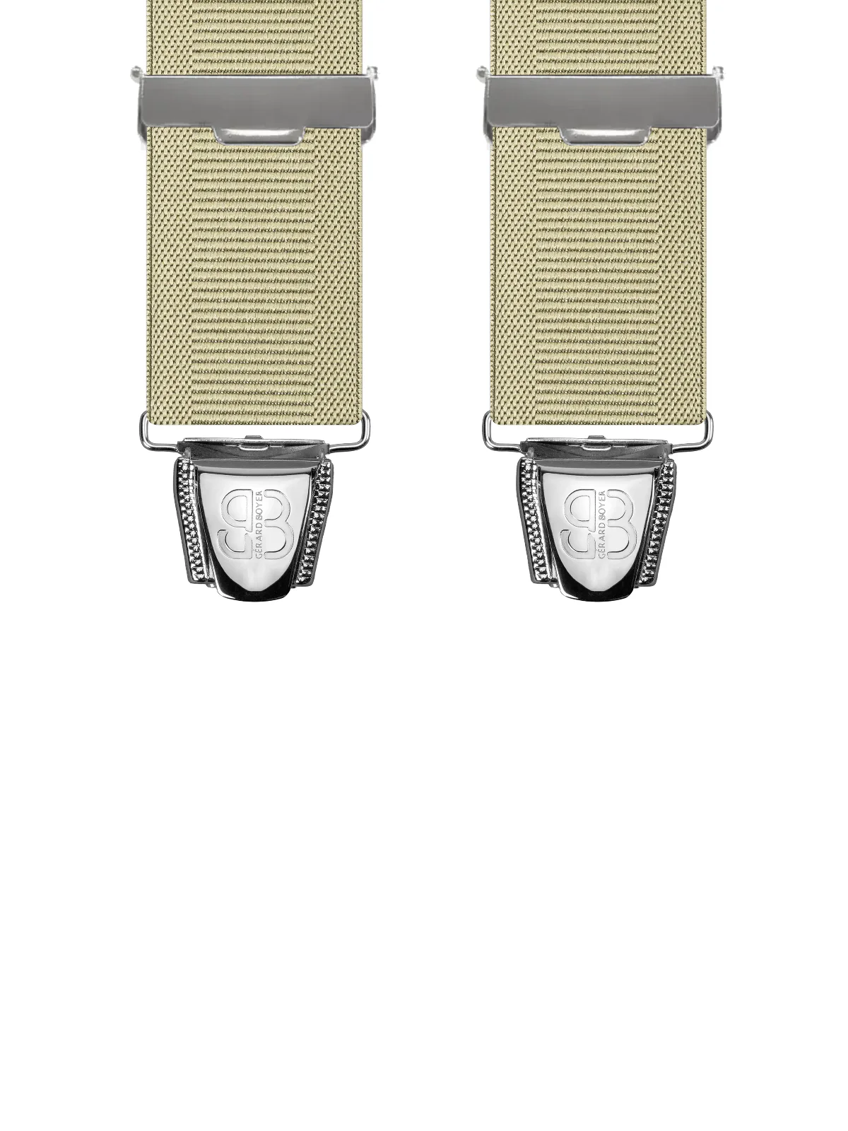 Vue avant - Bretelles homme biclip Uni échelle Beige 120 cm