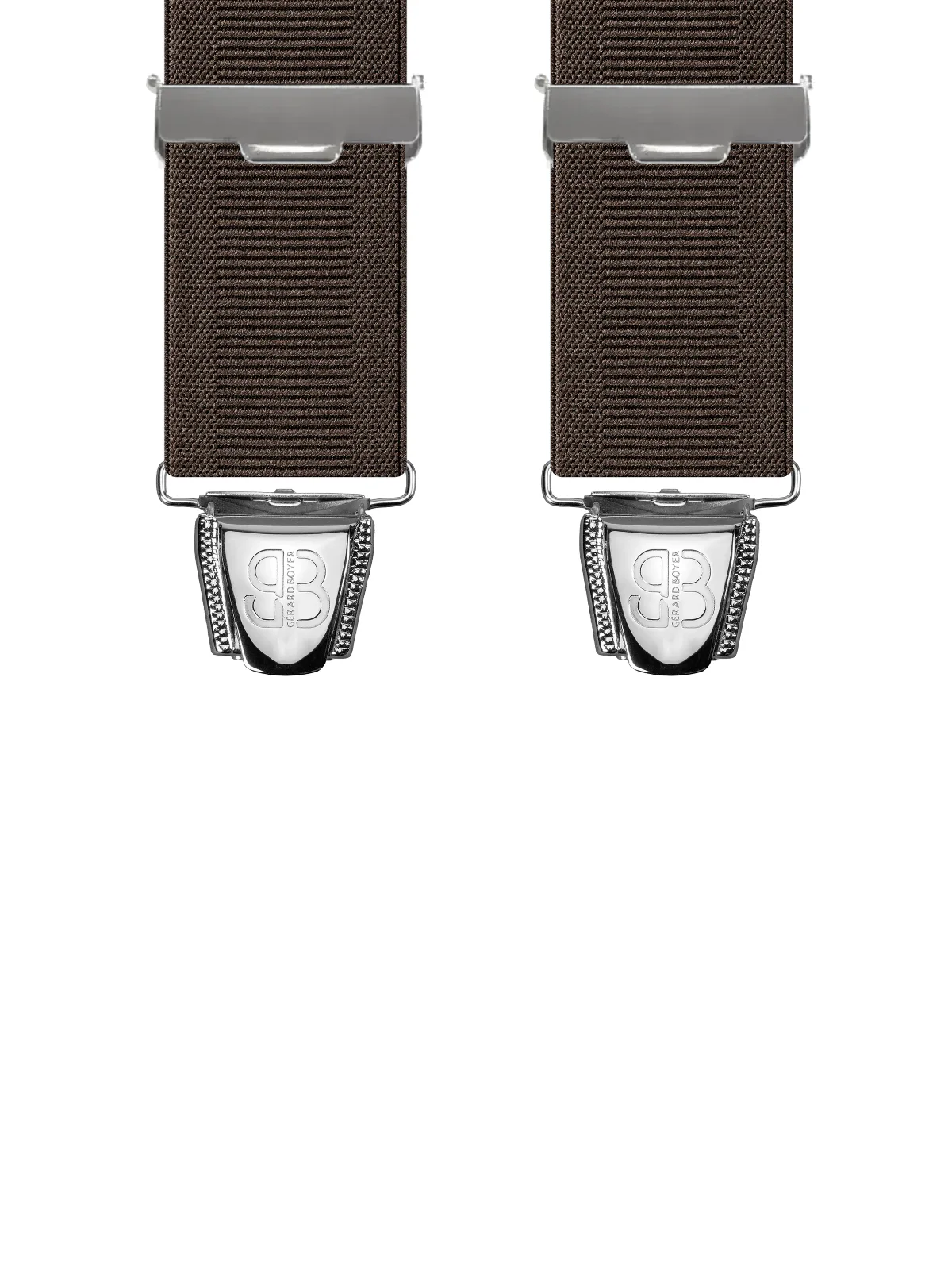 Vue avant - Bretelles homme biclip Uni échelle Marron Foncé 120 cm