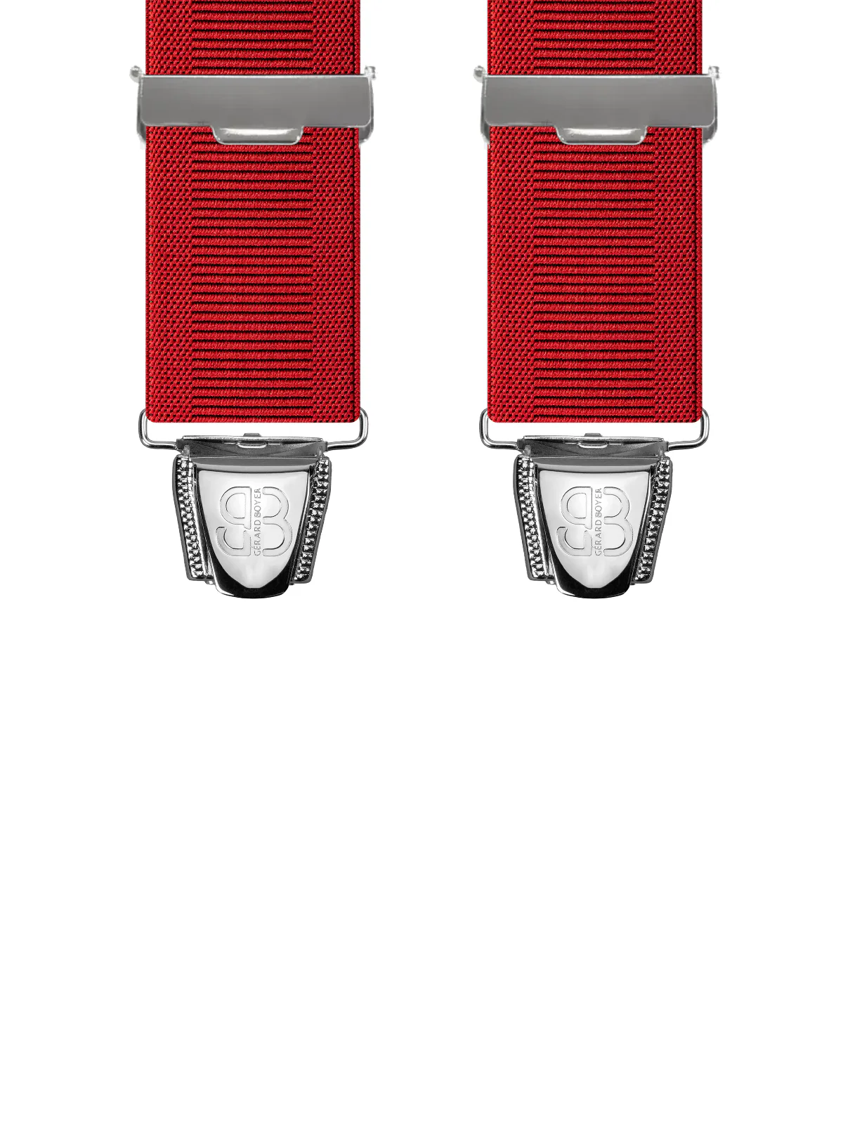 Vue avant - Bretelles homme 4 pinces dos cuir Uni échelle Rouge Vermillon 120 cm