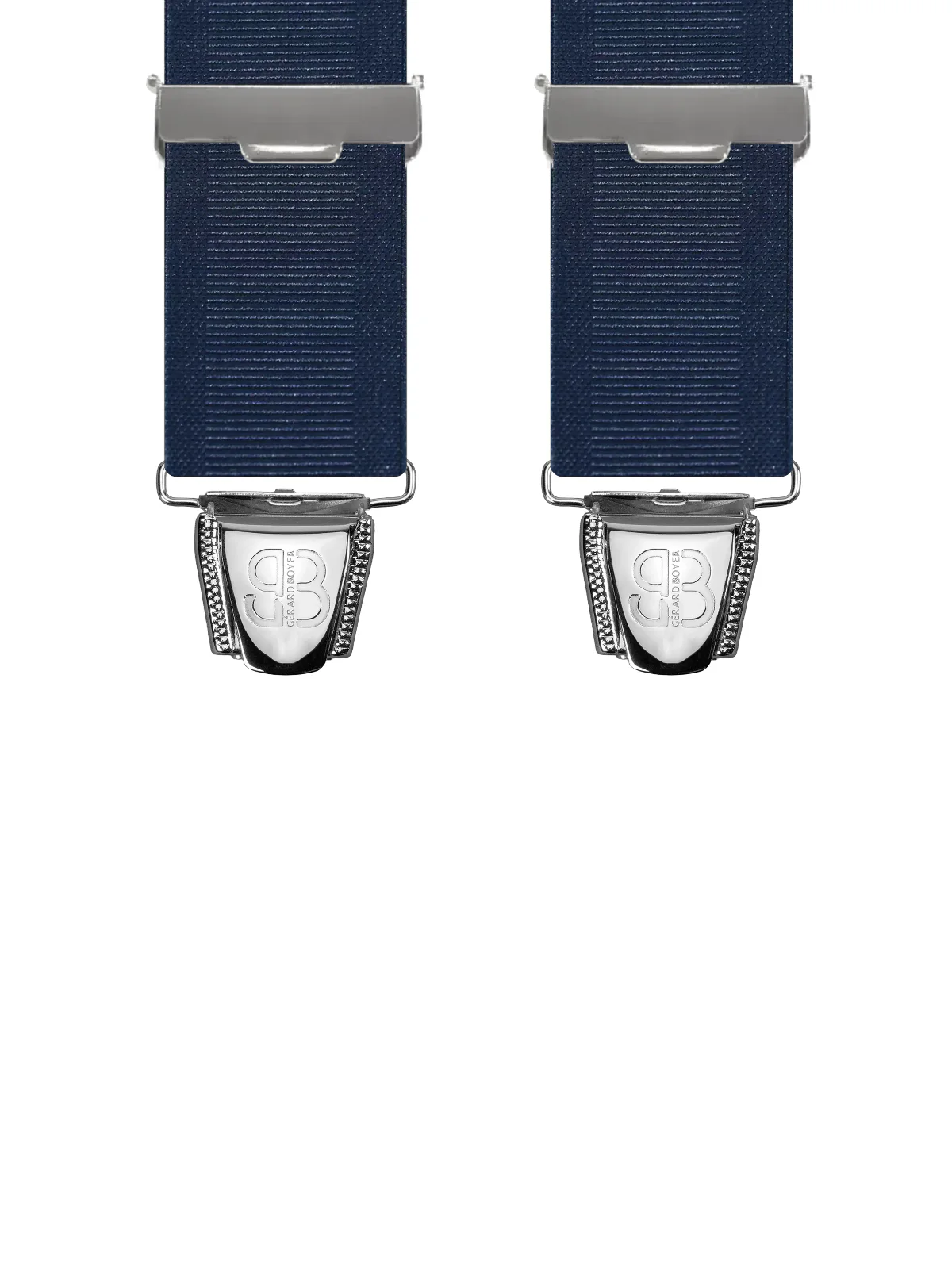 Vue avant - Bretelles homme 4 pinces dos cuir Uni échelle Bleu Marine 120 cm