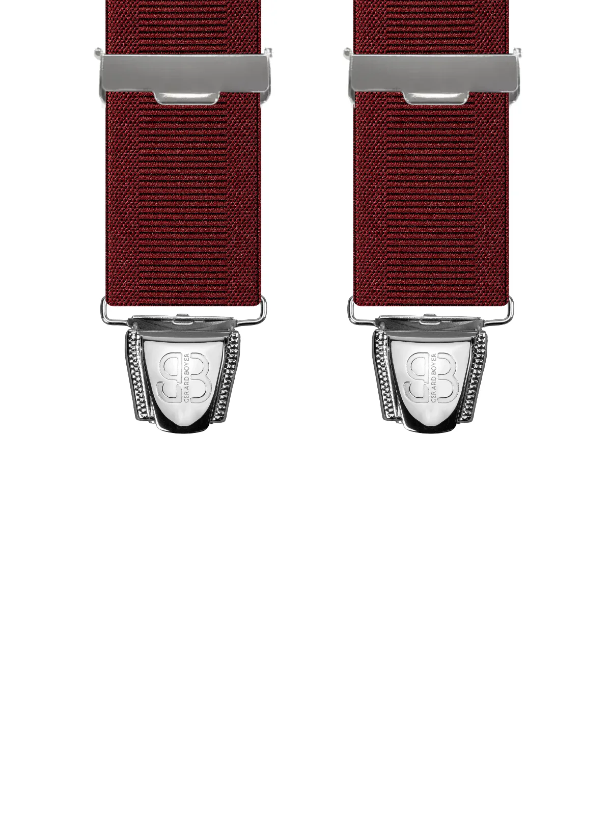 Vue avant - Bretelles homme biclip Uni échelle Rouge Bordeaux 120 cm