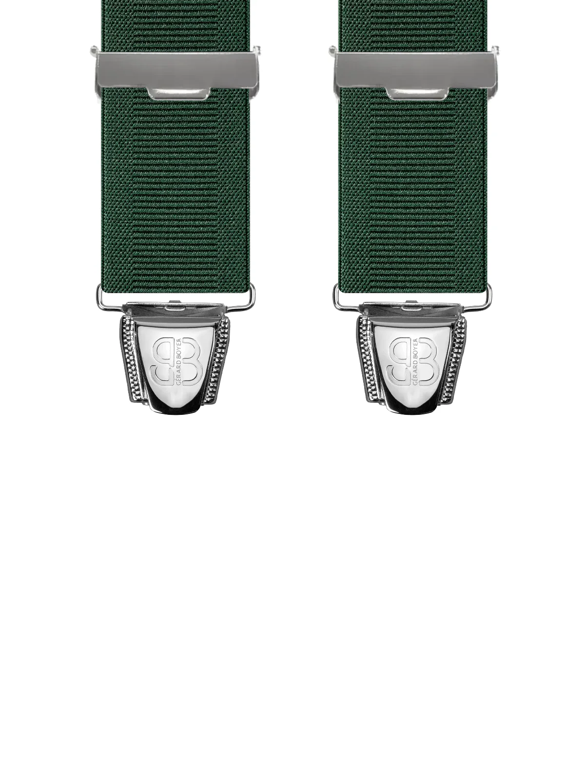 Vue avant - Bretelles homme biclip Uni échelle Vert Bouteille 120 cm