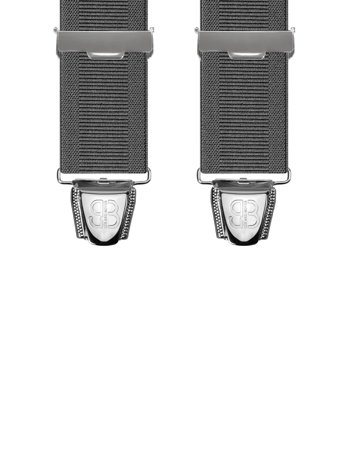 Vue avant - Bretelles homme biclip Uni échelle Gris Foncé 120 cm
