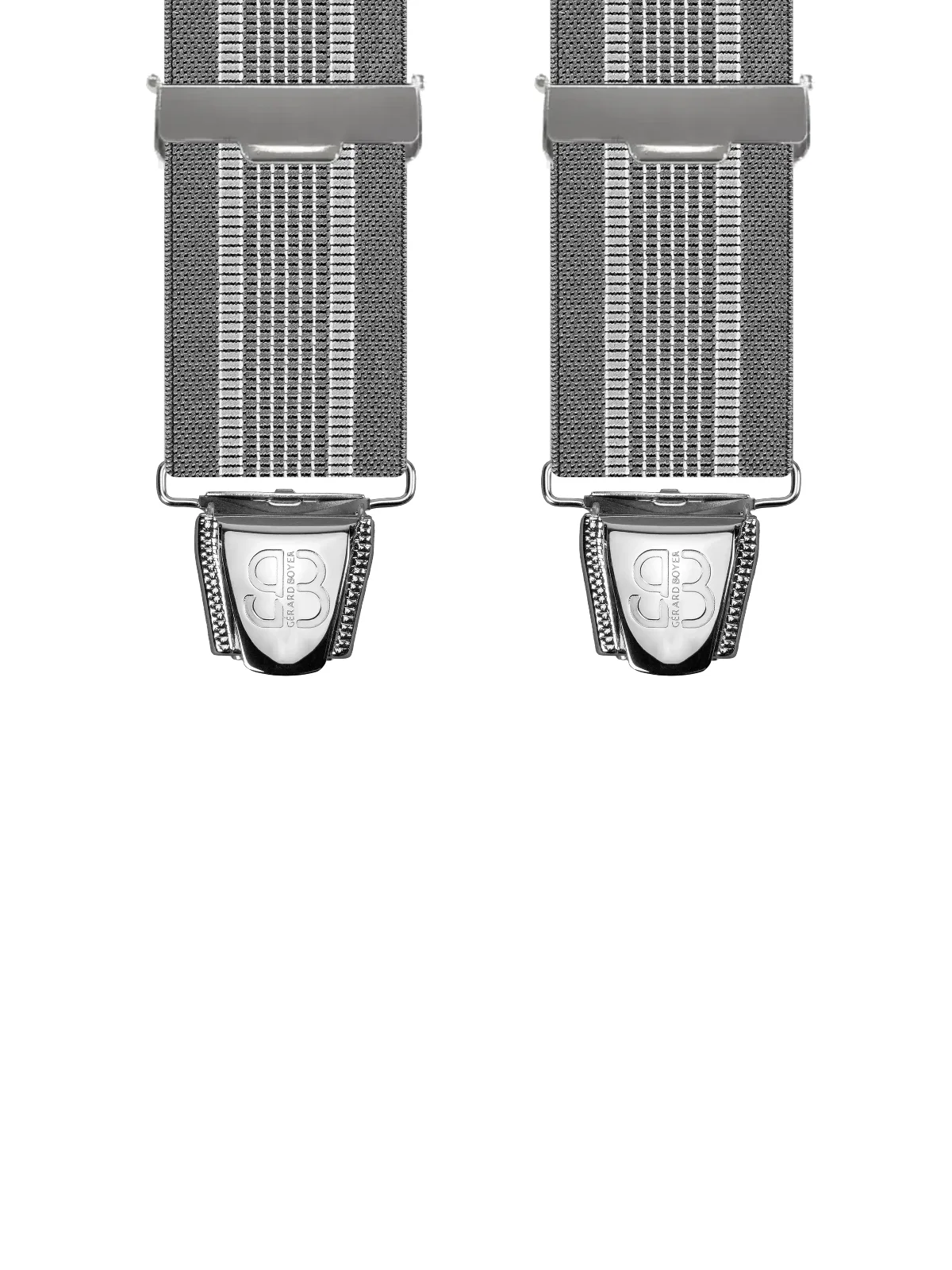 Vue avant - Bretelles homme biclip Uni à bandes pointillées Gris 120 cm