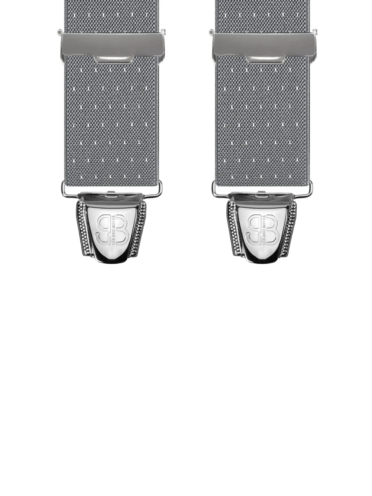 Vue avant - Bretelles homme biclip Uni à pois Gris 120 cm