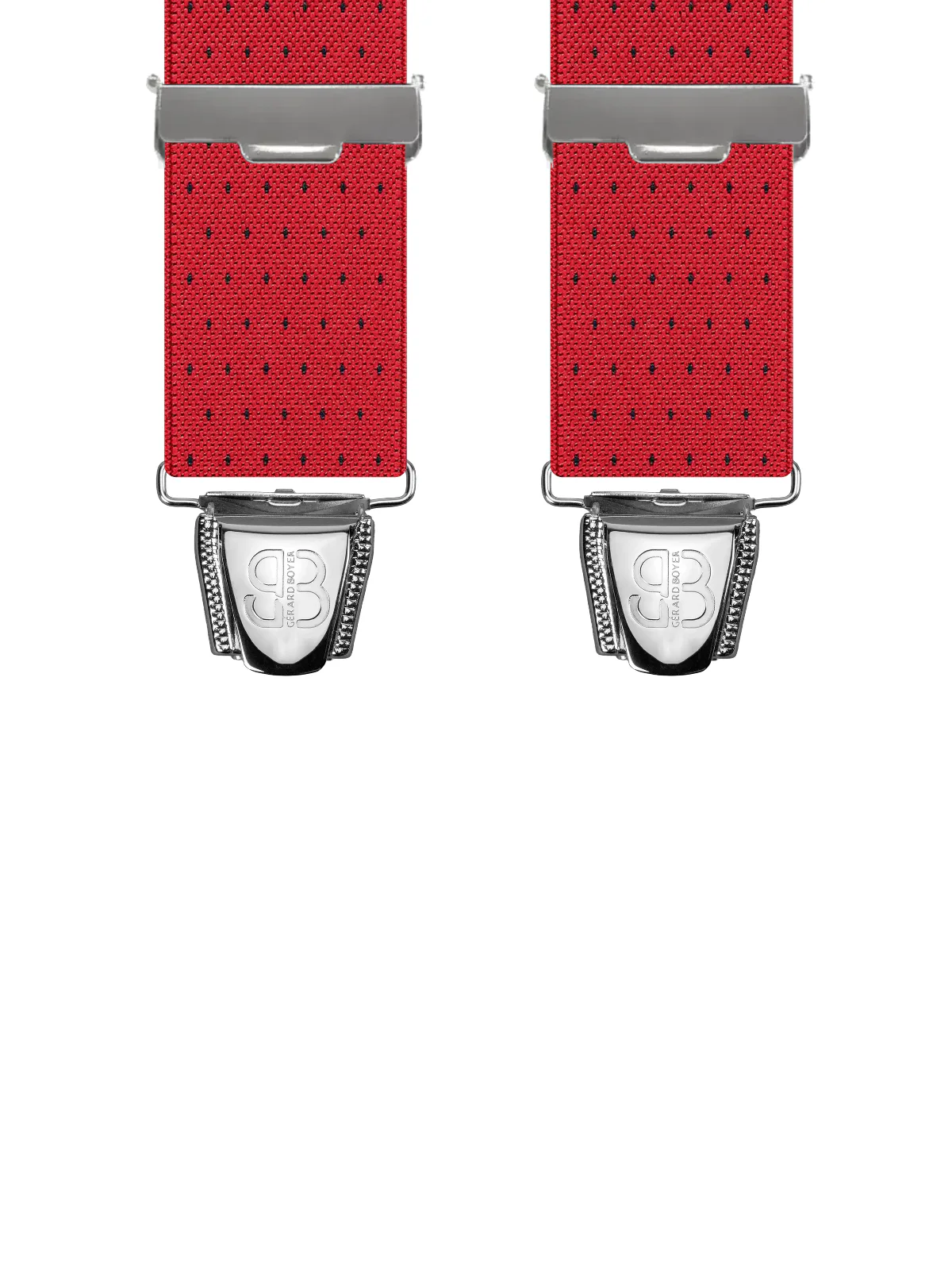 Vue avant - Bretelles homme biclip Uni à pois Rouge 120 cm