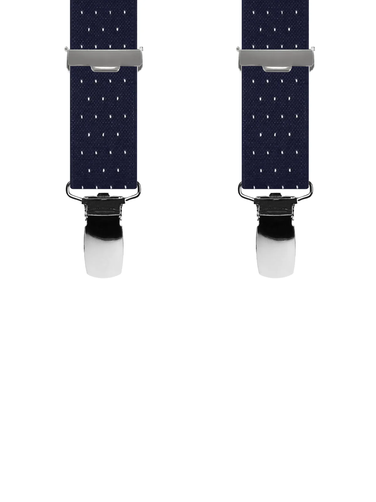 Vue avant - Bretelles homme 3 pinces dos cuir Uni à pois Bleu Marine 120 cm