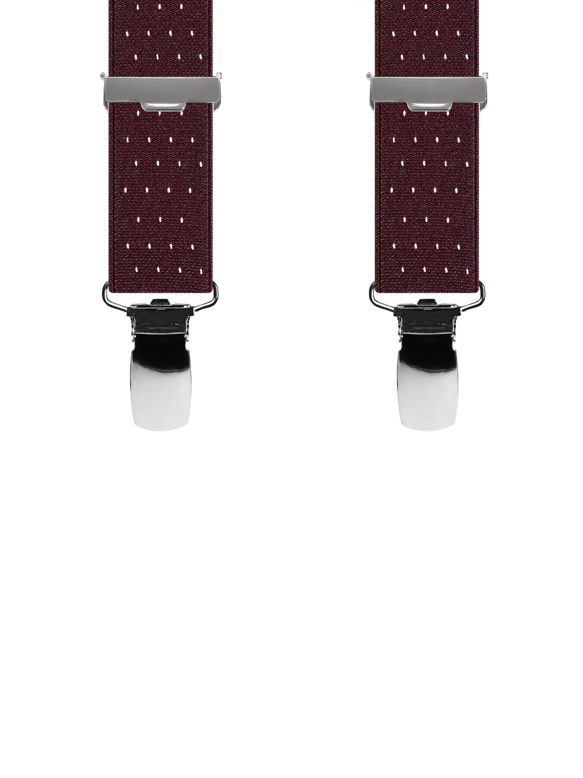 Vue avant - Bretelles homme 3 pinces dos cuir Uni à pois Bordeaux 120 cm