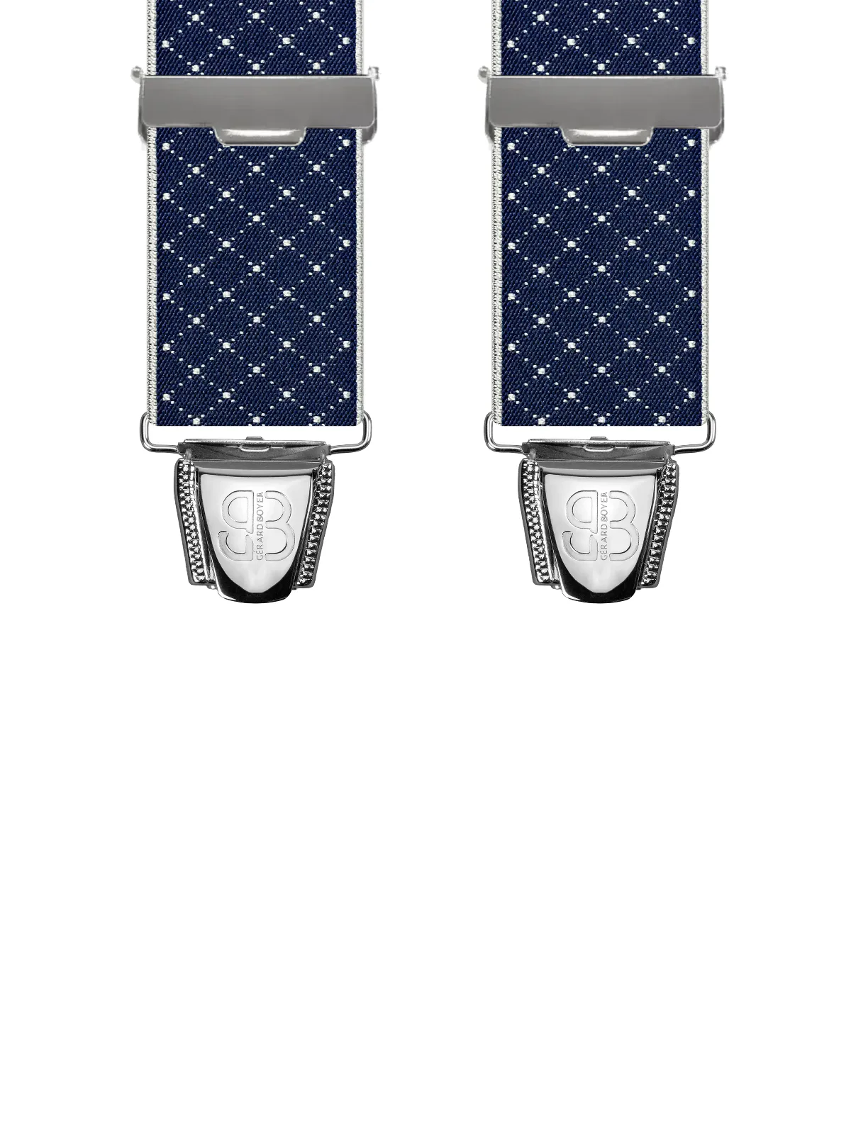 Vue avant - Bretelles homme 4 pinces dos cuir Losanges Bleu 120 cm