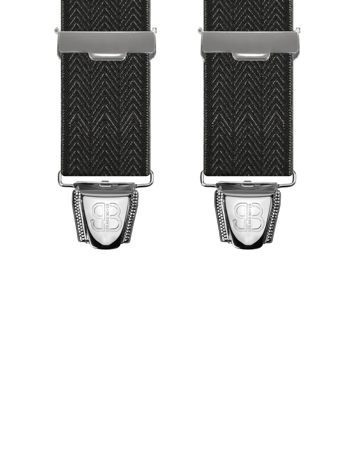 Vue avant - Bretelles homme biclip Motifs W Noir 120 cm