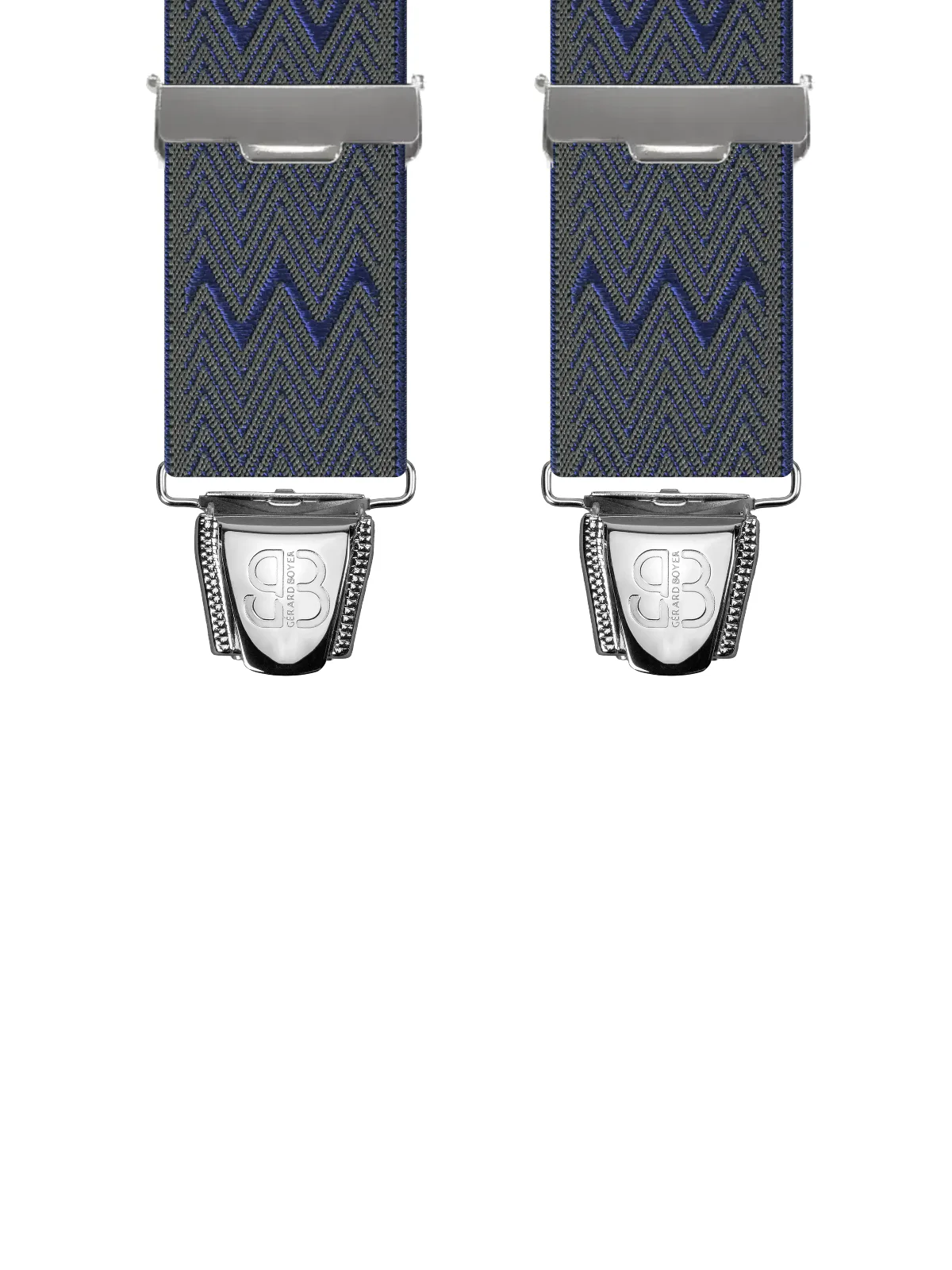 Vue avant - Bretelles homme biclip Motifs W Bleu Marine 120 cm