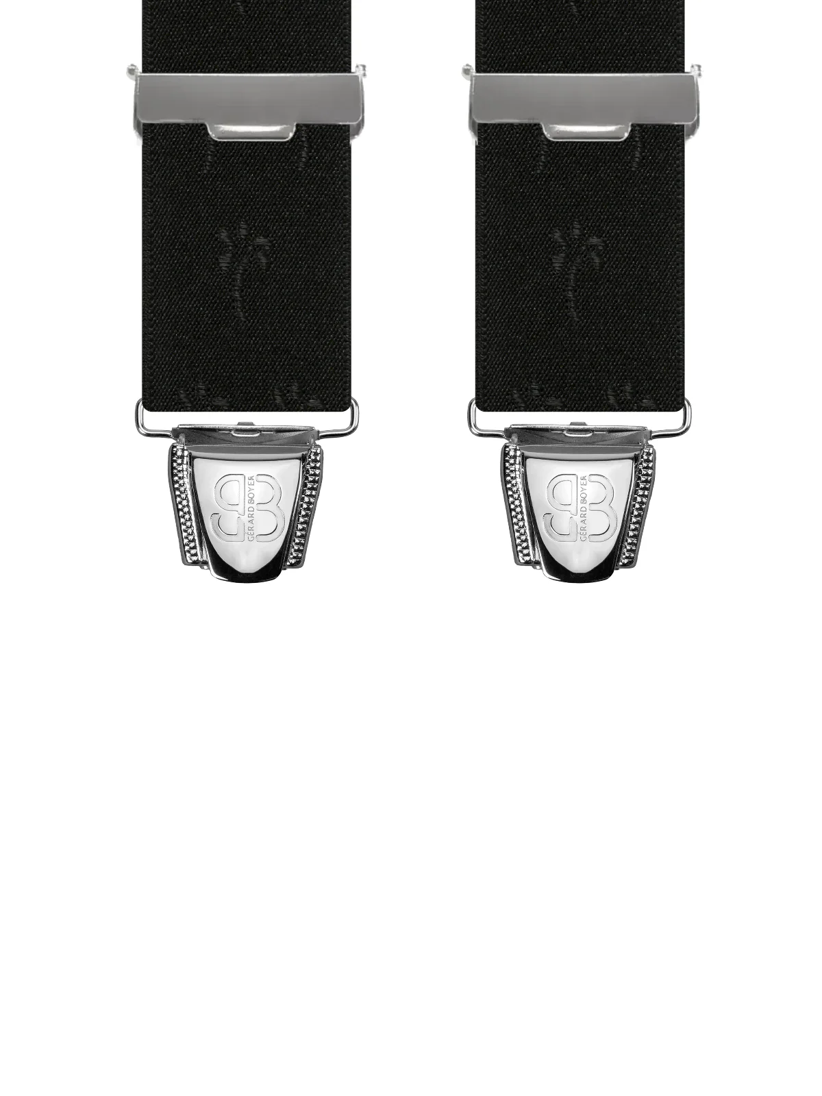 Vue avant - Bretelles homme biclip Palmiers Noir 120 cm