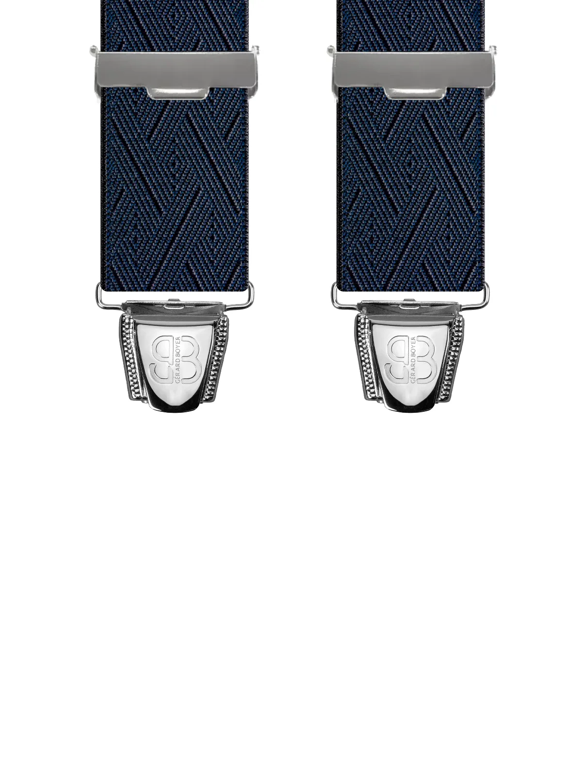 Vue avant - Bretelles homme biclip Cannage Marine 120 cm