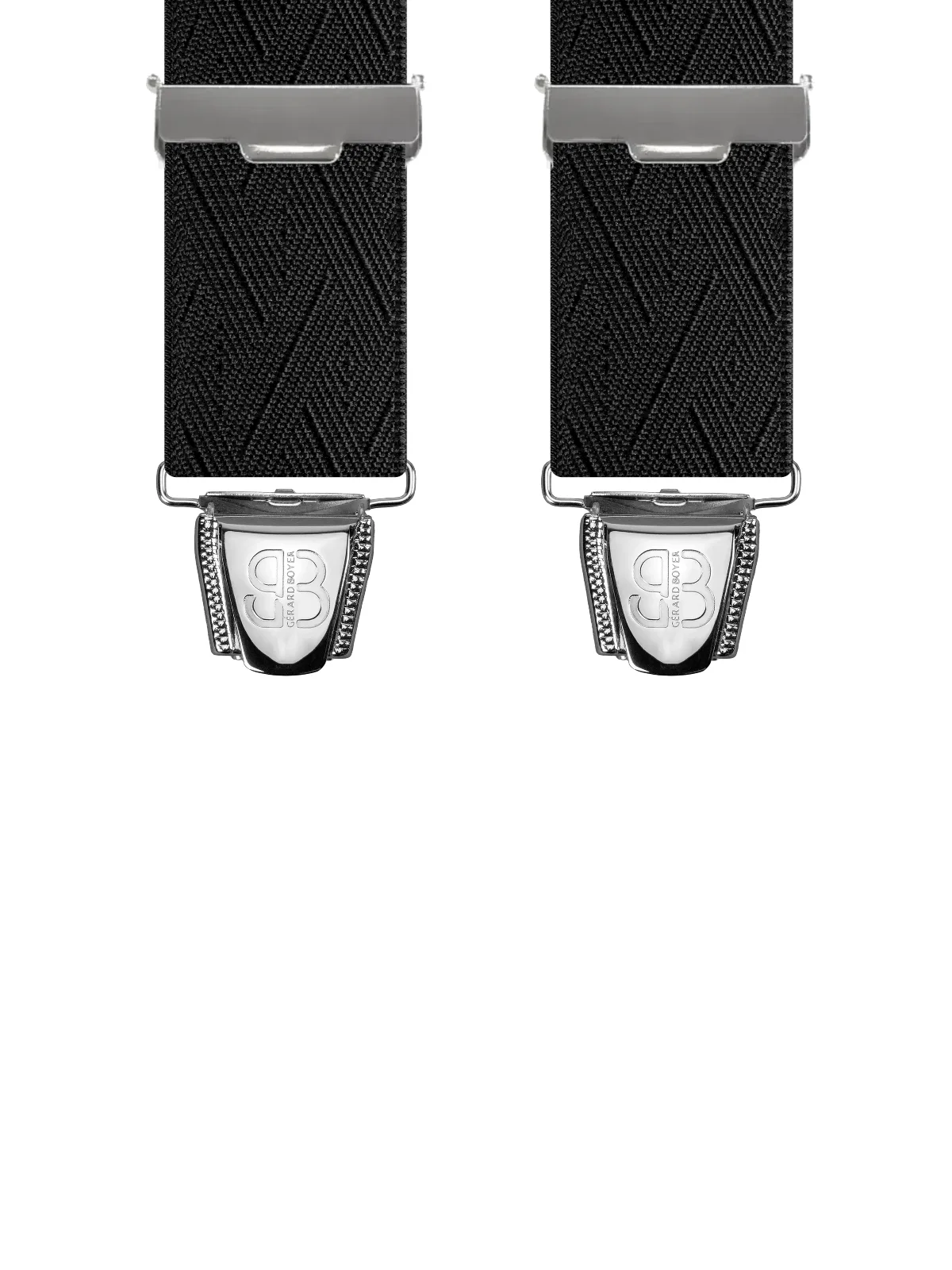 Vue avant - Bretelles homme 4 pinces dos métal Cannage Noir 120 cm