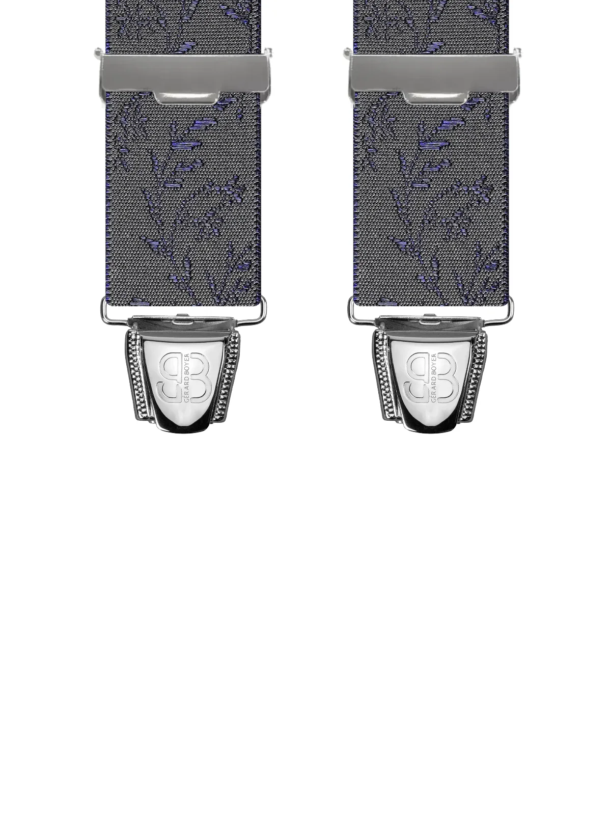 Vue avant - Bretelles homme biclip Lauriers Marine 120 cm
