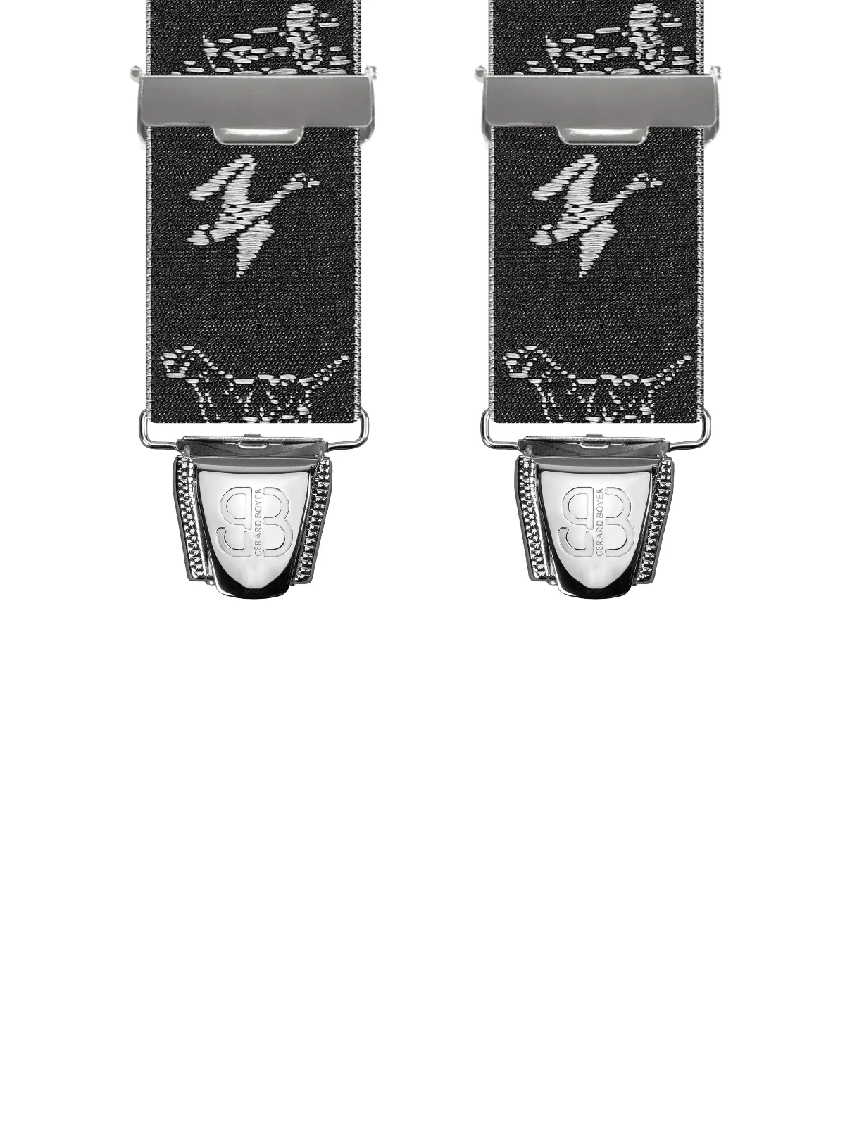 Vue avant - Bretelles homme biclip Motifs Animaux Noir 120 cm