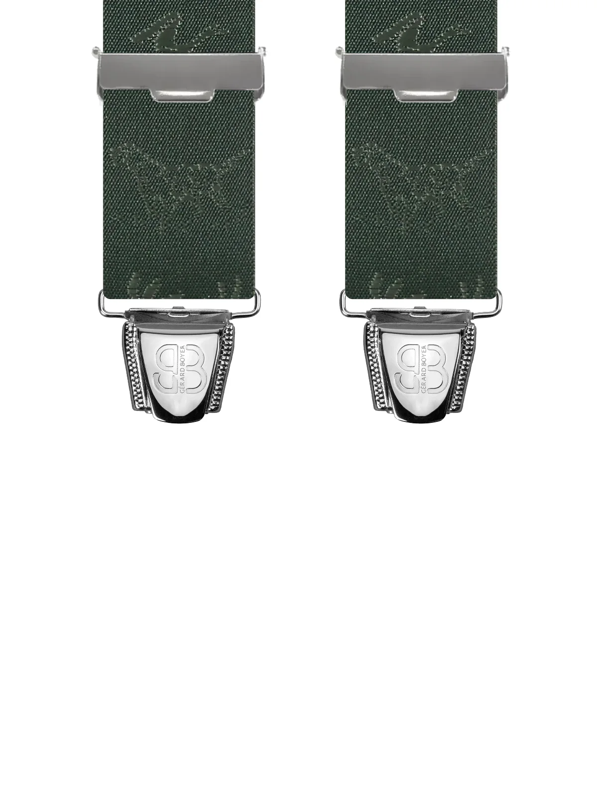 Vue avant - Bretelles homme 4 pinces dos cuir Motifs Animaux Vert 120 cm