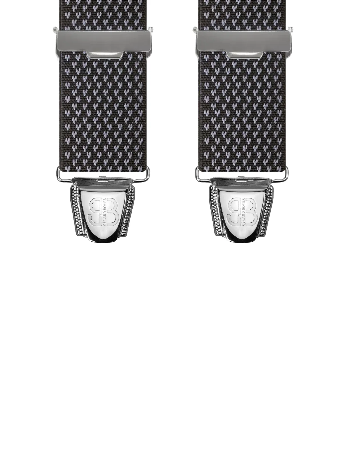 Vue avant - Bretelles homme 3 pinces dos cuir Cœurs Noir 120 cm