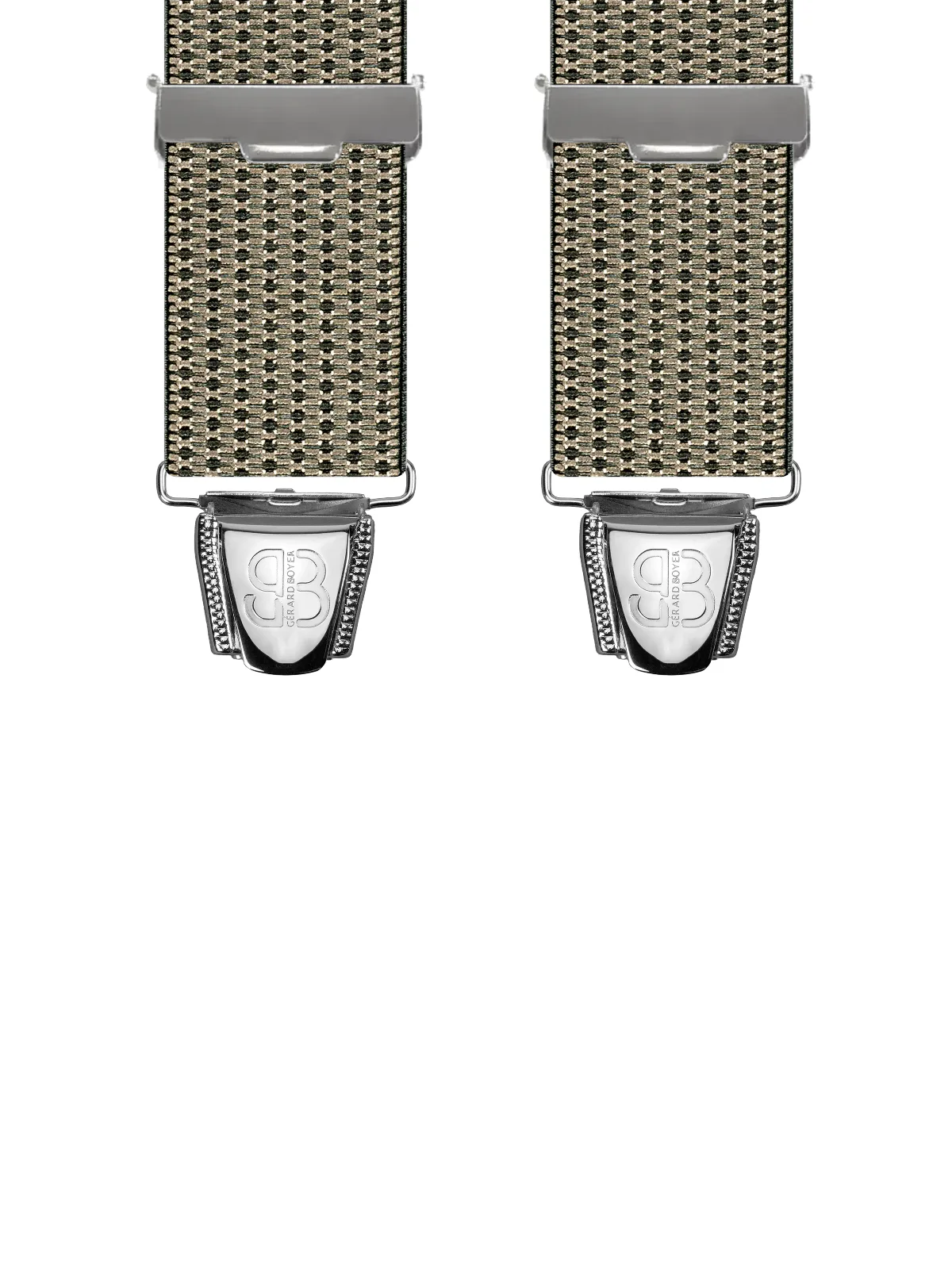 Vue avant - Bretelles homme biclip Tressage Gris 120 cm